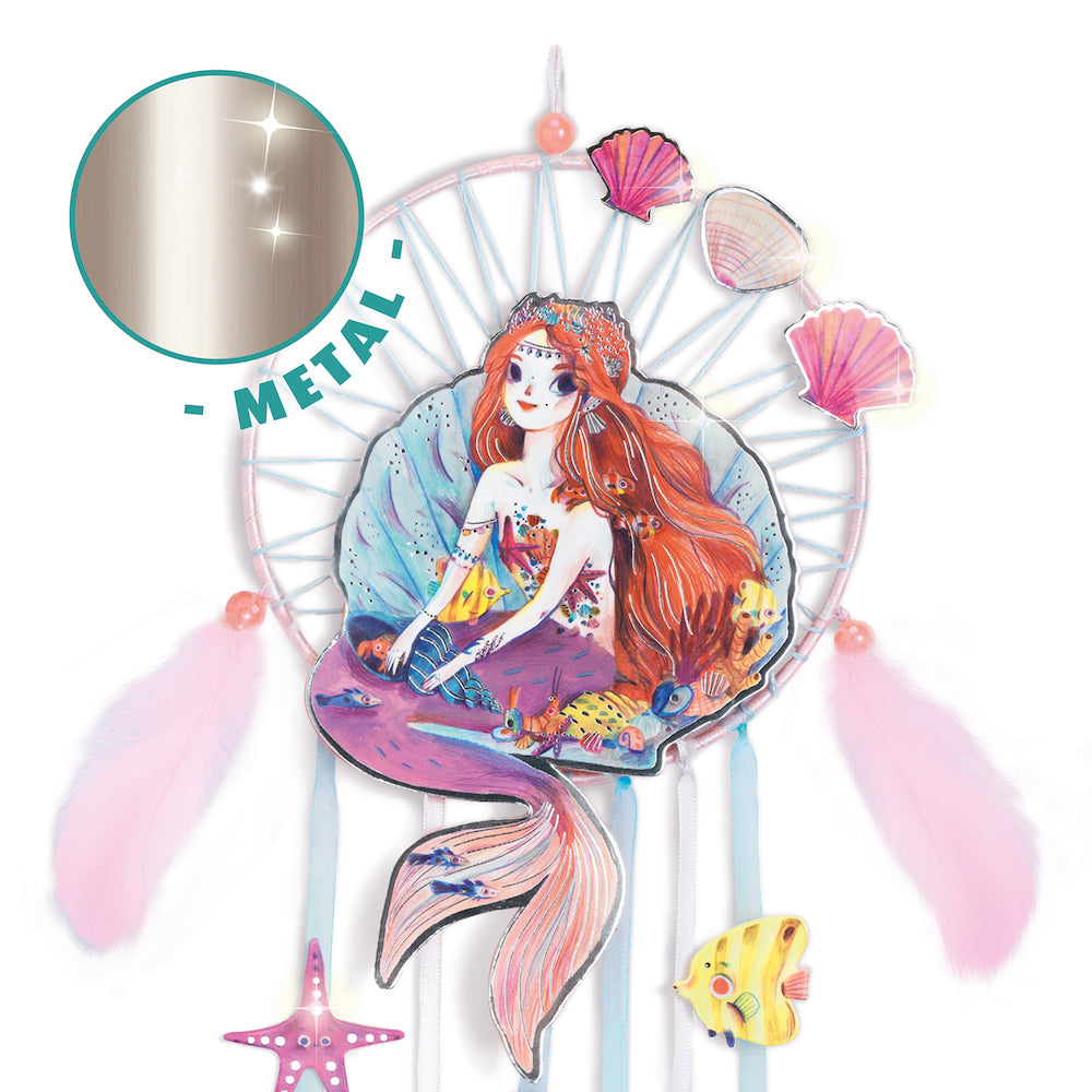DIY Dreamcatcher Kit - Gentle Mermaid Design by Djeco | Creative Arts & Crafts for Kids, Home Decor & Bedroom Wall Hanging