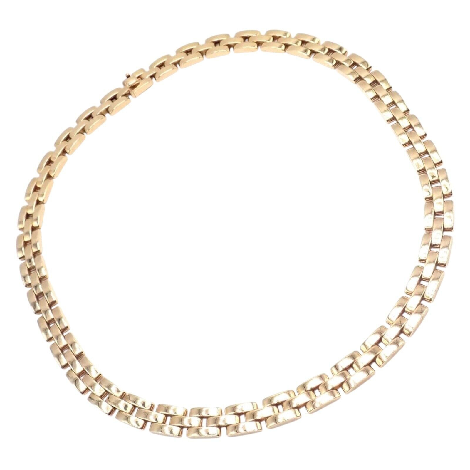 Authentic Cartier 3 Row Maillon Panther Panthere 18k Yellow Gold Link Necklace | Luxury Jewelry for Women | Perfect for Weddings, Parties & Special Occasions