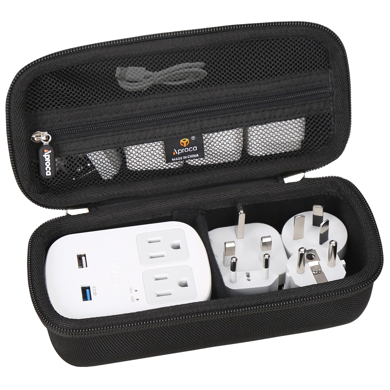 Aproca Black Hard Travel Case for Ceptics World Travel Adapter Kit - Durable Protective Storage for International Travel Accessories | Perfect for Business Trips, Vacations & Global Adventures
