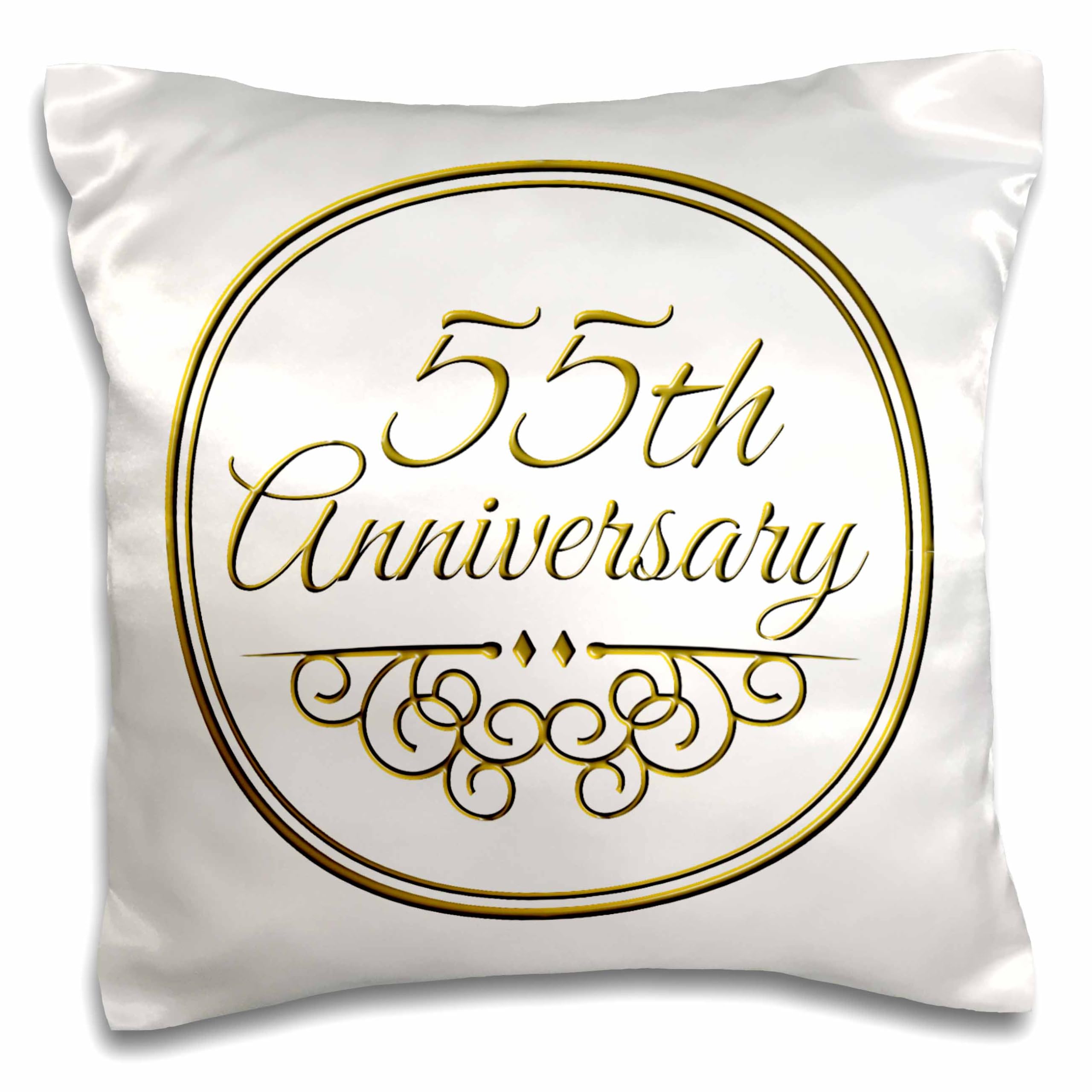 55th Wedding Anniversary Gold Text Pillow Case - 16x16 Inch Decorative Throw Pillow Cover for 55 Years Married Together - Perfect for Anniversary Gifts, Home Decor & Couples Celebrations