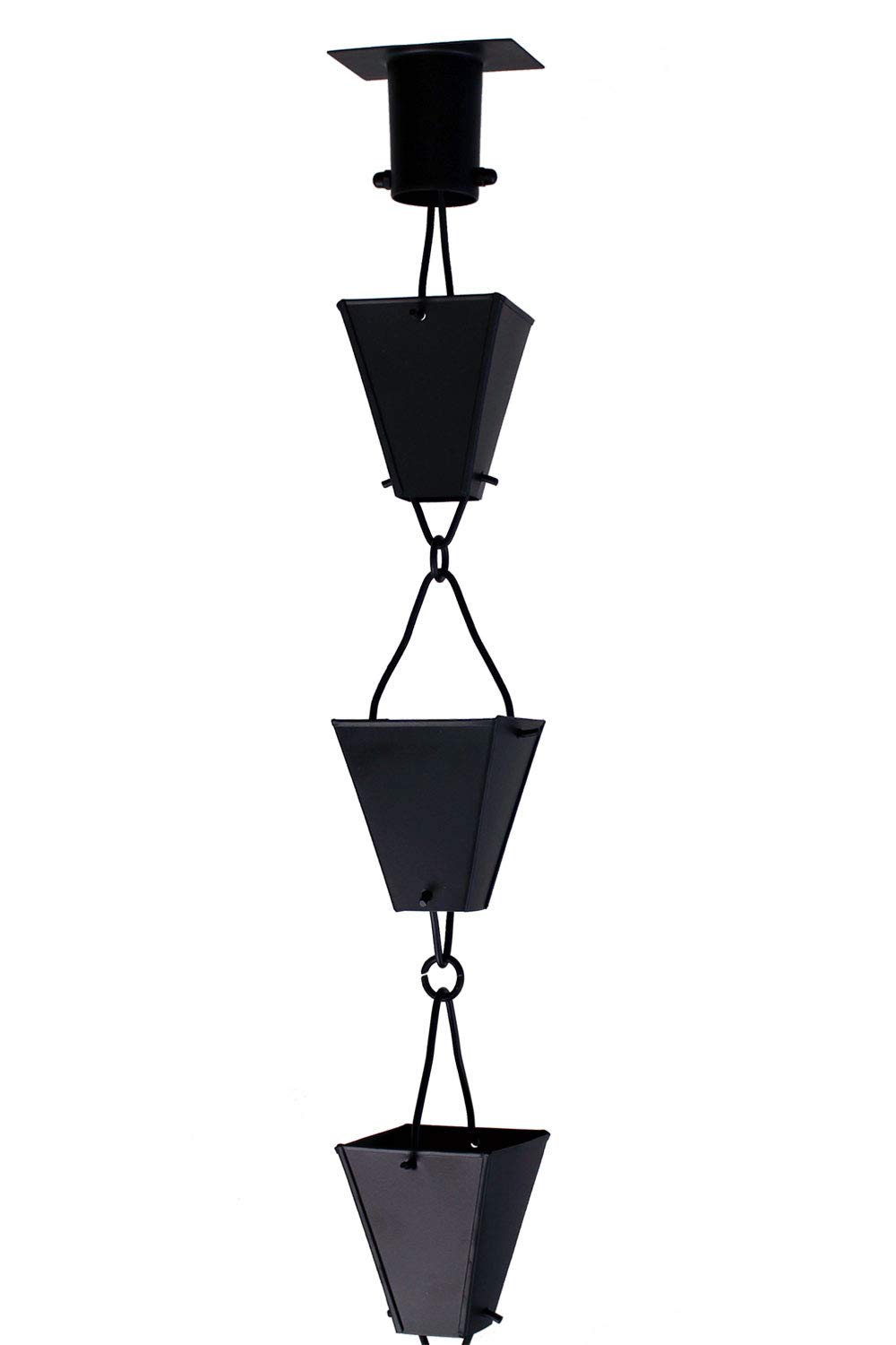 Black Tapered Aluminum Square Cups RAIN Chain (10 Foot) - Durable Gutter Downspout Extension for Roof Drainage & Garden Water Feature Decoration