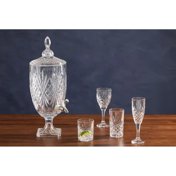 Beaufort Crystal Glass Beverage Dispenser with Spigot - Elegant Drink Pitcher for Lemonade, Iced Tea, and Party Punch - Perfect for Weddings, BBQs, and Outdoor Gatherings