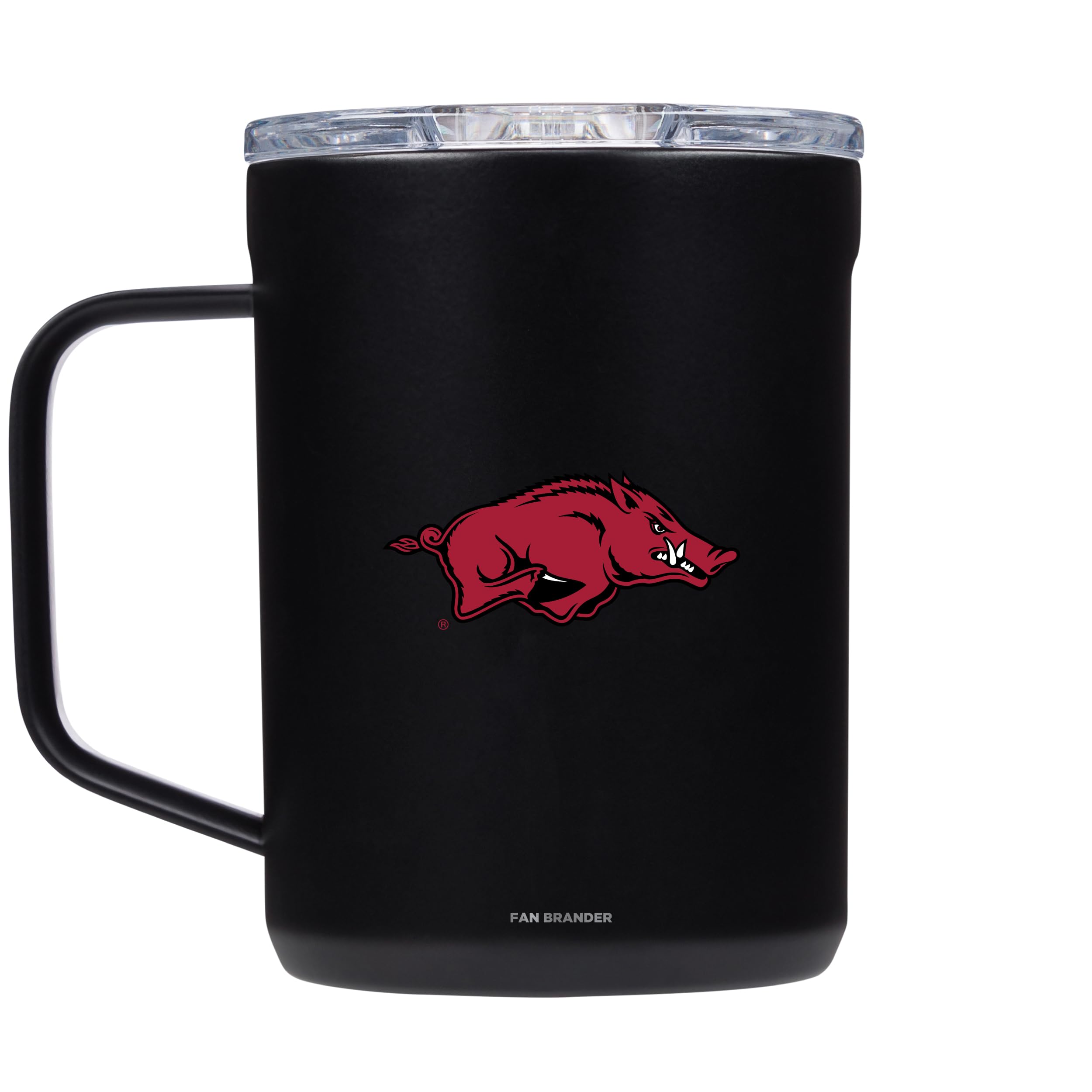 NCAA Arkansas Razorbacks 16 oz Triple Insulated Stainless Steel Travel Coffee Mug with Lid & Handle - Black Corkcicle Thermos for Hot & Cold Drinks - Perfect for Campus, Office, Gym & Outdoor Adventures
