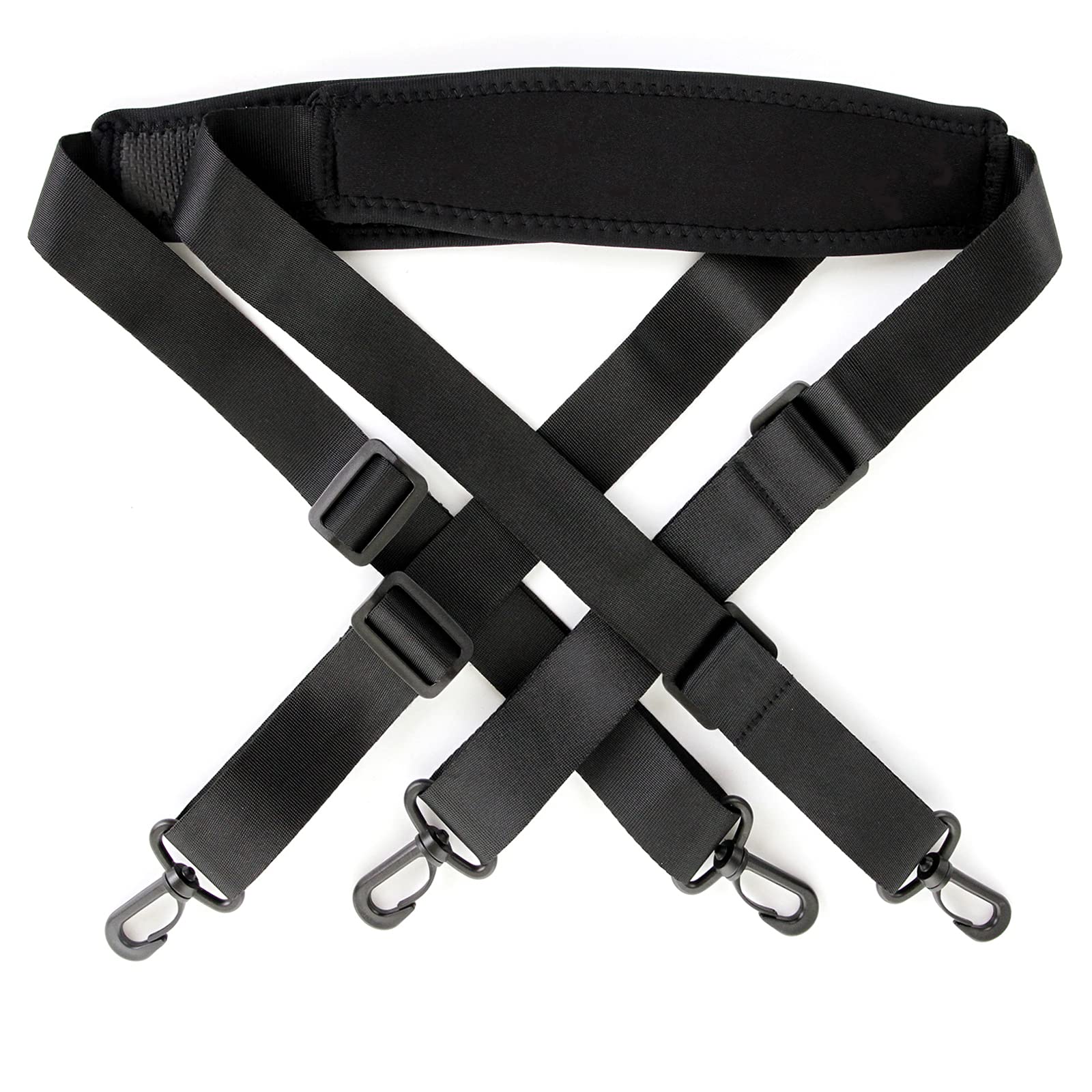 Adjustable Replacement Shoulder Strap for Luggage, Laptop & Camera - Rotatable Hook, 2-Pack (Black) - Perfect for Travel, Work & Photography Accessories