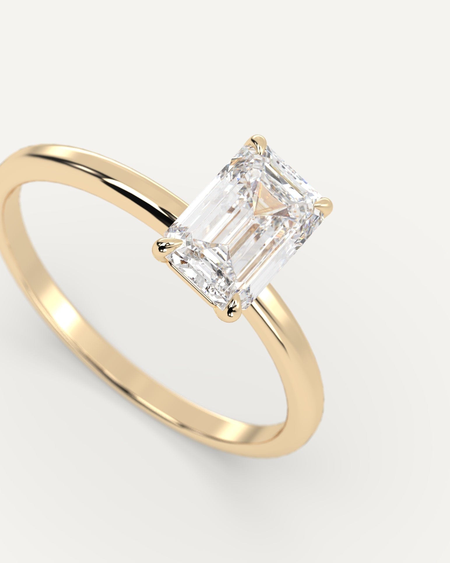 1 Carat Emerald Cut Diamond Ring - Elegant Solitaire Engagement Ring for Women, 14K White Gold, Ideal for Proposals, Weddings & Anniversaries
