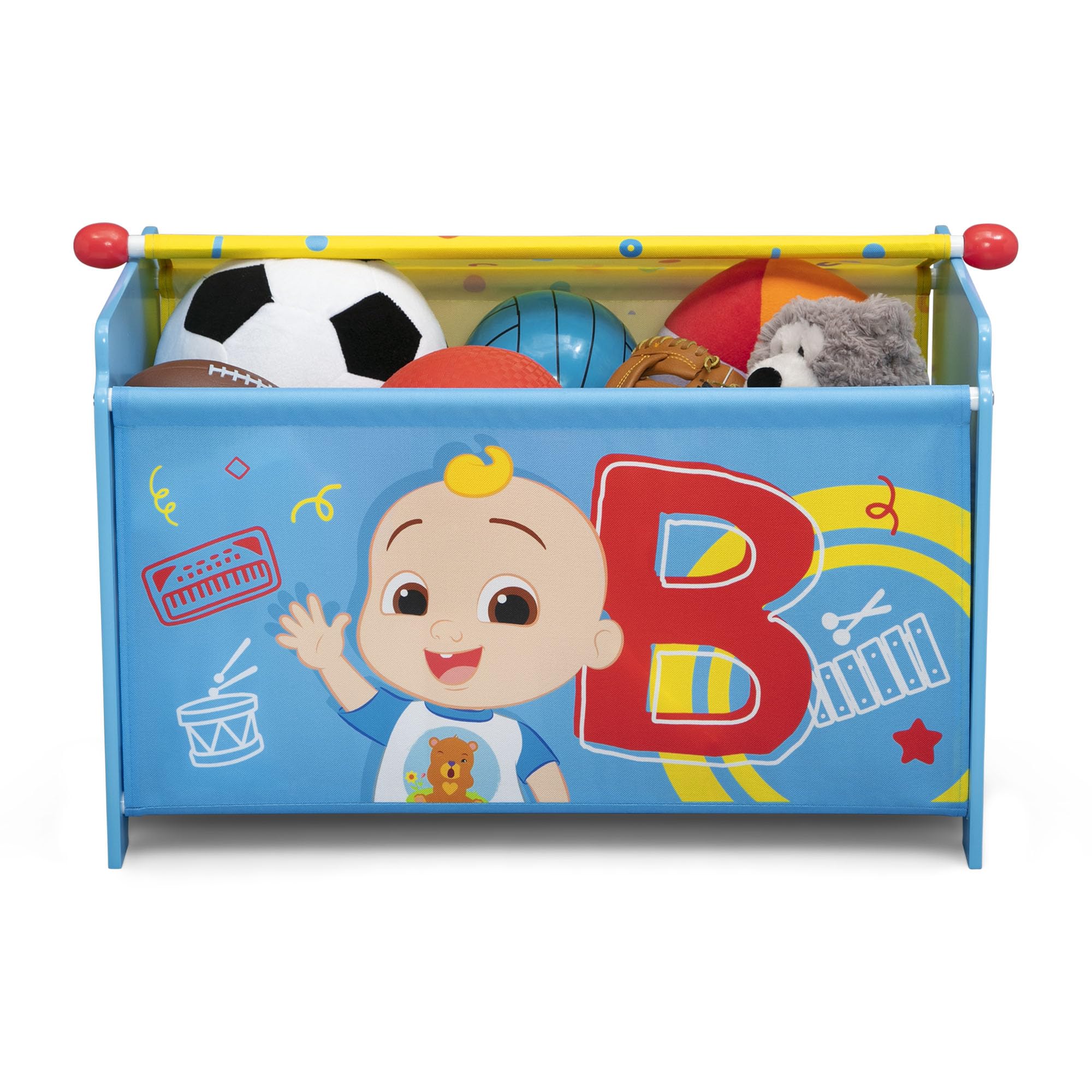 Delta Children CoComelon Kids Toy Storage Box with Retractable Fabric Lid - Blue | Nursery Organization & Playroom Storage Solution