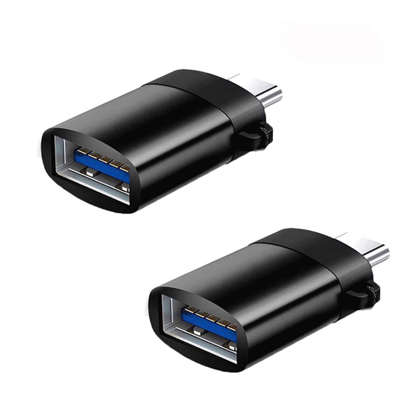 USB C to USB Adapter (2 Pack, Black) - USB C Female to USB Male Converter, USB-C to USB 3.0 OTG Adapter, Type C to USB A Charging Cable - Compatible with Laptops, Phones, Tablets & Chargers - Perfect for Travel, Office & Home Use