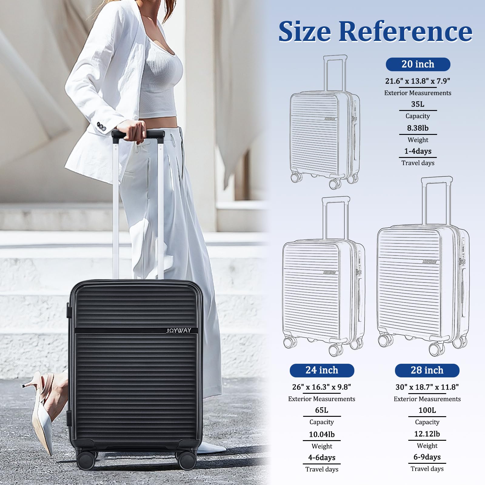 Joyway 20 Inch Expandable Carry-On Luggage - Airline Approved Hardshell Spinner Suitcase with TSA Lock & USB Charging Port - Perfect for Business Travel & Weekend Getaways