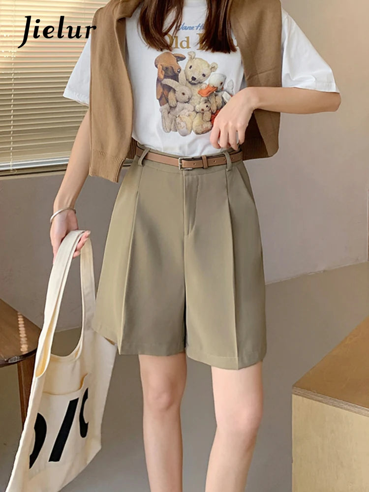 Women's High Waist A-Line Shorts - Summer Wide Leg Loose Casual Short Pants in Black & Khaki | Perfect for Work, Office & Everyday Wear