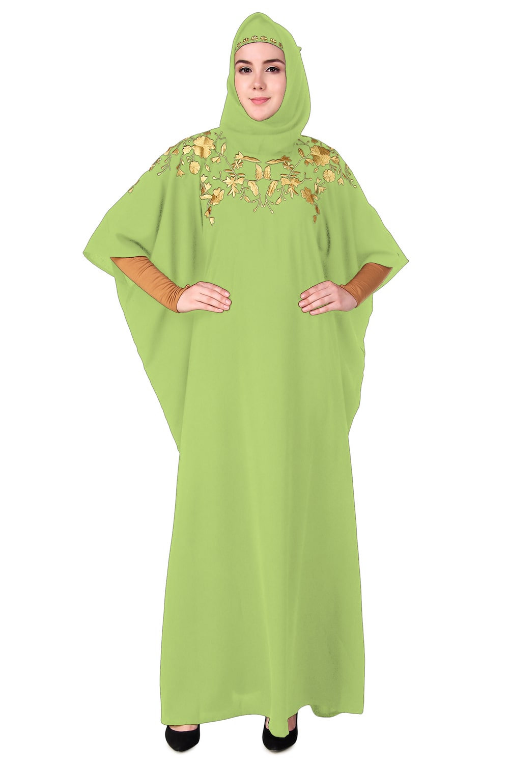 Exquisite Hand-Embroidered Floral Kaftan Dress for Women | Boho Chic Beach Cover Up | Perfect for Summer Vacations, Pool Parties & Resort Wear