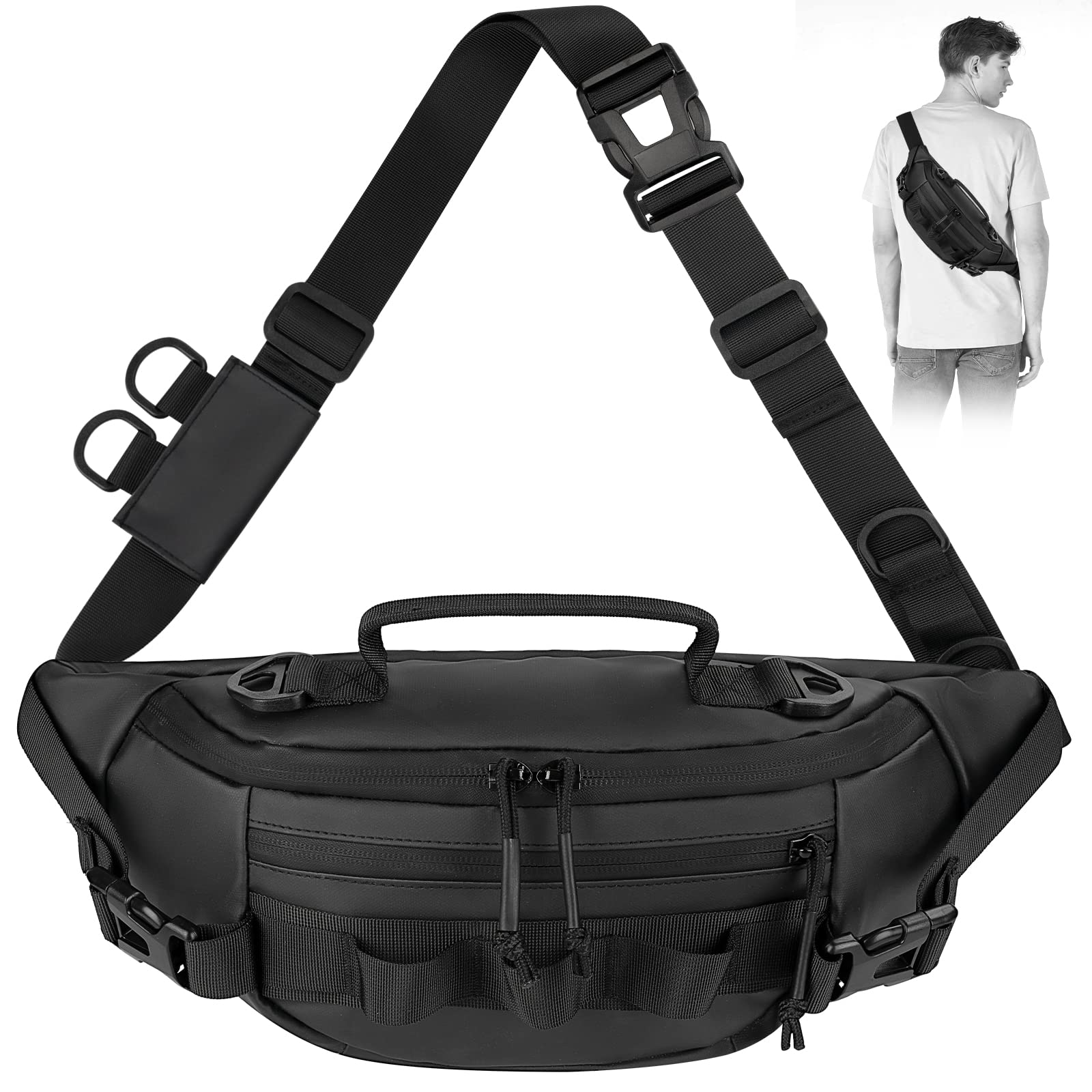 THKFISH Waterproof Fishing Tackle Waist Bag for Men & Women - Portable Outdoor Sling Pack for Fly Fishing, Hiking & Camping Gear Storage