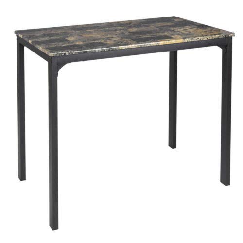Modern Counter Height Dining Set with Faux Marble Table & 2 Chairs - 3-Piece Kitchen Bar Furniture for Small Spaces, Breakfast Nooks & Apartment Living