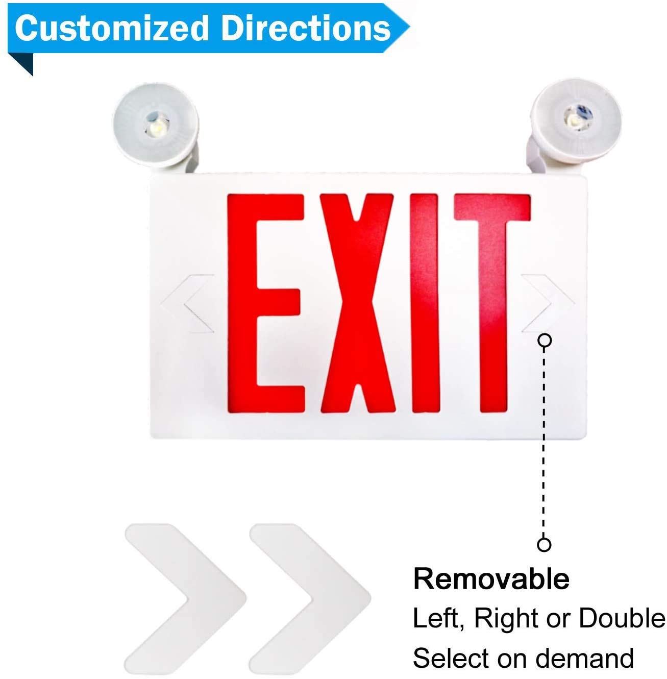 SPECTSUN 12 Pack Red LED Emergency Exit Lights with Battery Backup, 120-277V UL 924 Certified - 2 LED Combo Exit Sign for Home & Commercial Power Failure - Ideal for Offices, Warehouses & Emergency Exits