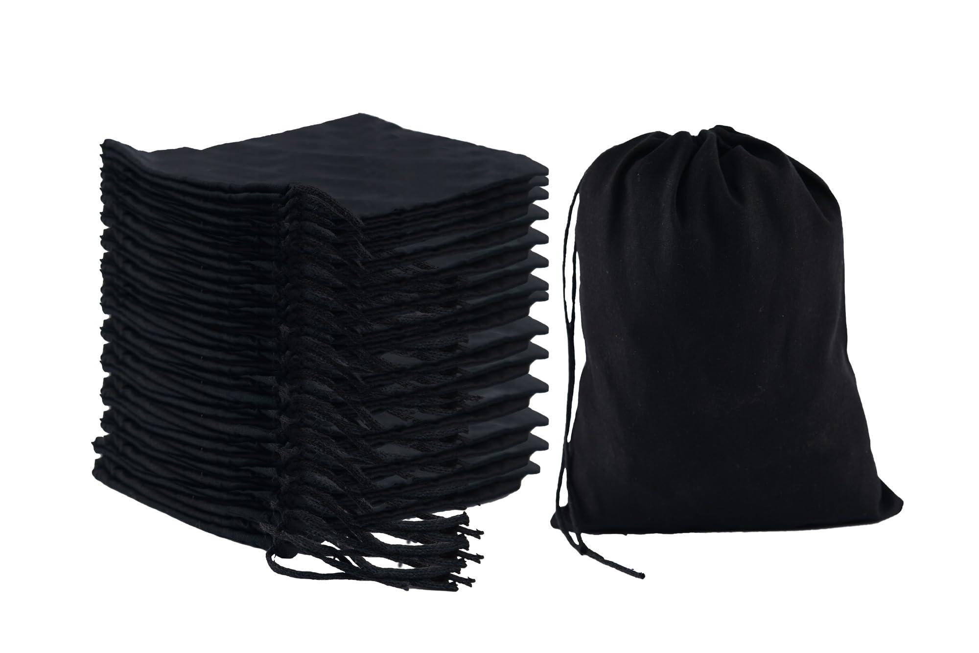 4x6 Inches Eco-Friendly Cotton Muslin Drawstring Bags - Reusable, Biodegradable Produce Bags for Fruits, Vegetables & Bulk Shopping (Black, Pack of 25) - Perfect for Farmers Markets, Grocery Stores & Zero Waste Lifestyle