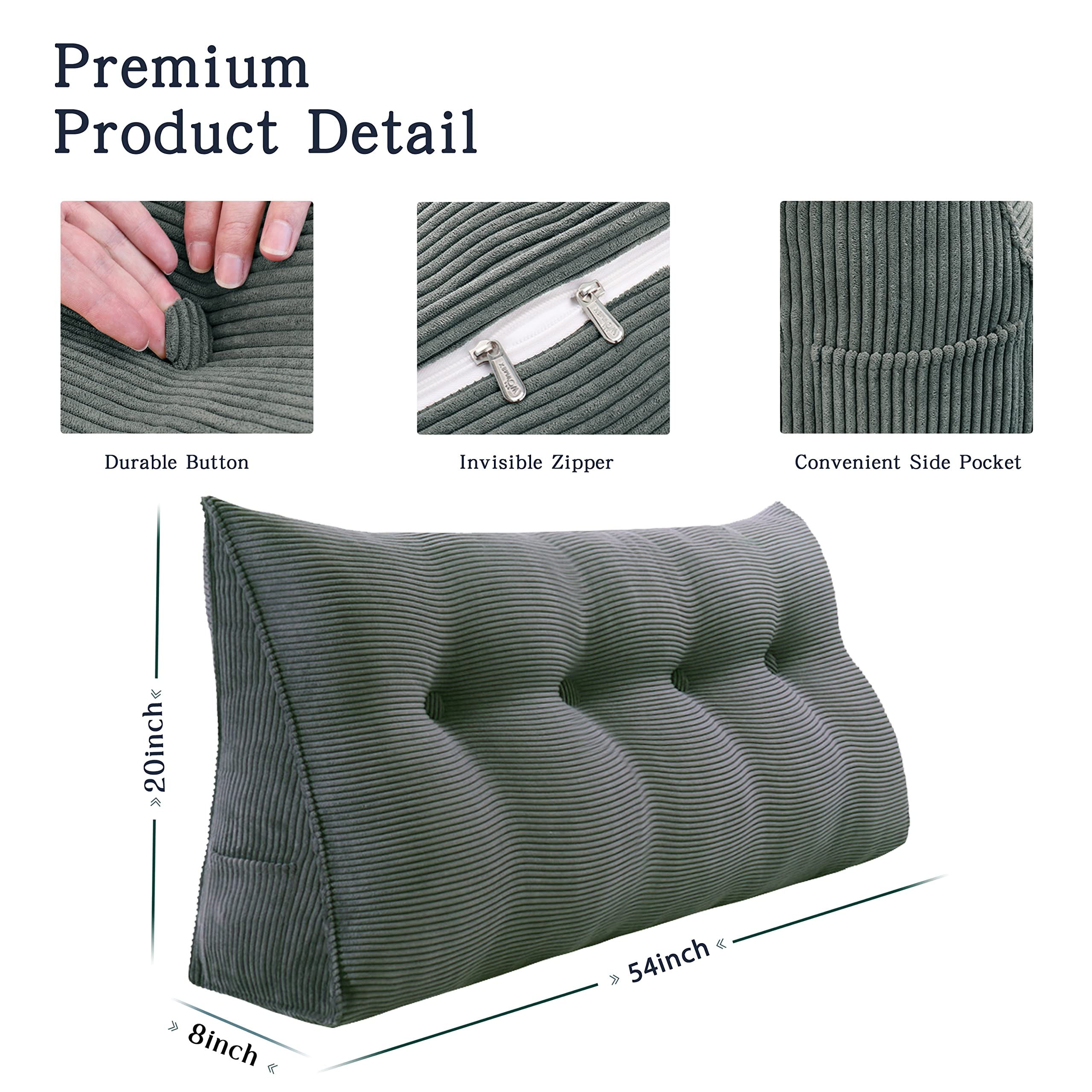 **Purple Wedge Headboard Pillow with Removable Cover - Bed Wedge Pillow for Daybeds, Bolster Support, and Backrest - Perfect for Reading, Relaxing, or Watching TV in Bed**