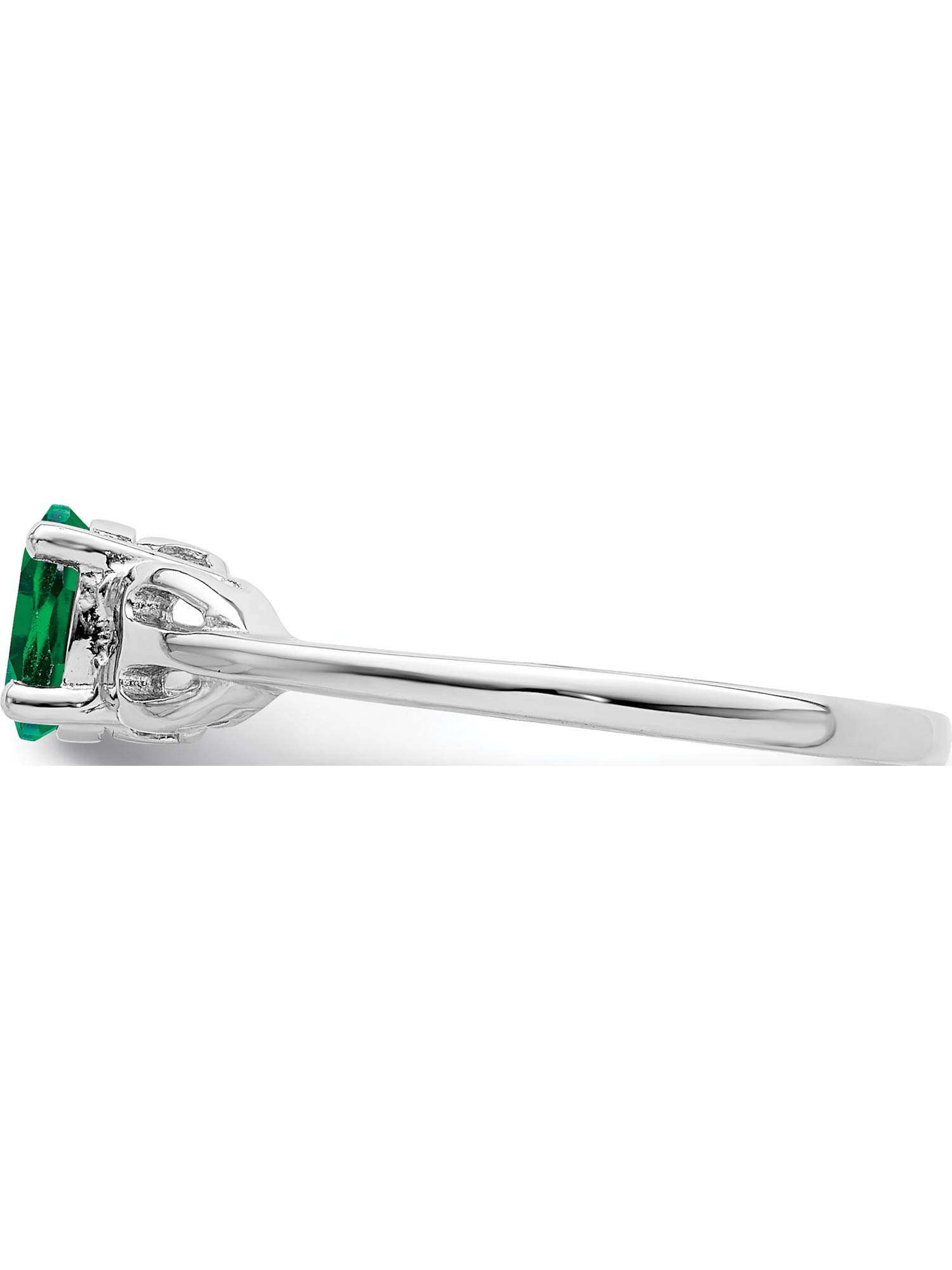 Sterling Silver Rhodium-Plated Emerald Ring for Women - Elegant Green Gemstone Jewelry Gift for Anniversary, Birthday & Special Occasions | Perfect for Everyday Wear, Date Night & Formal Events