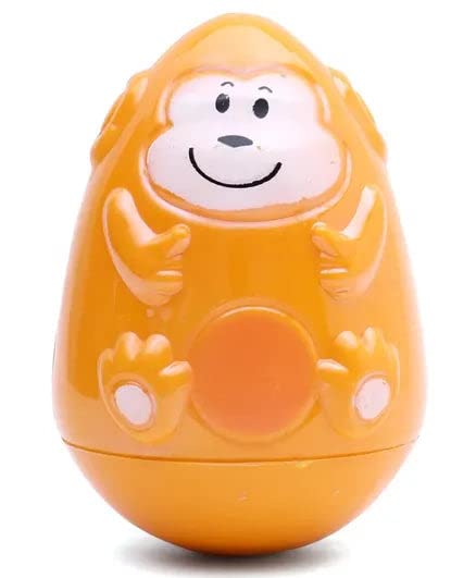 Ratnas Monkey Roly Poly Toy - Orange - Fun Tumbler Toy for Kids & Babies - Perfect for Playtime, Nursery Decor, and Stress Relief