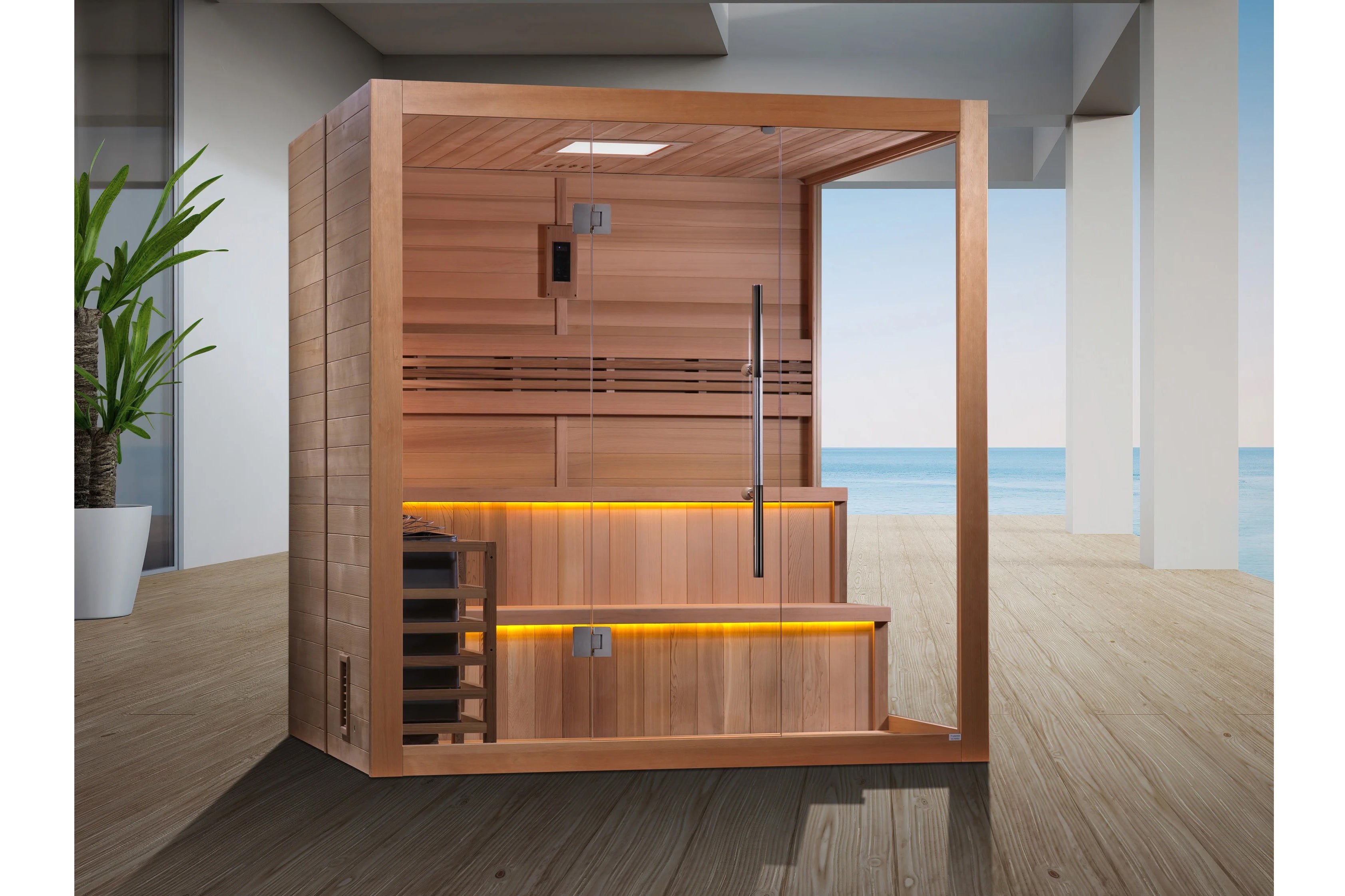 Golden Designs Kuusamo Edition 6-Person Indoor Outdoor Traditional Sauna - Perfect for Home Spa, Backyard Relaxation & Wellness Retreat