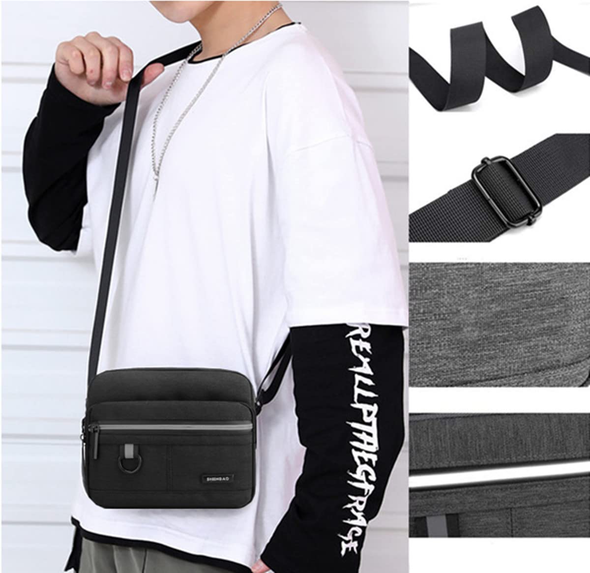 Small Canvas Crossbody Bag for Men - Mini Messenger Shoulder Bag for Cell Phone & Essentials - Lightweight & Portable Coin Pouch - Perfect for Travel, Work & Everyday Use