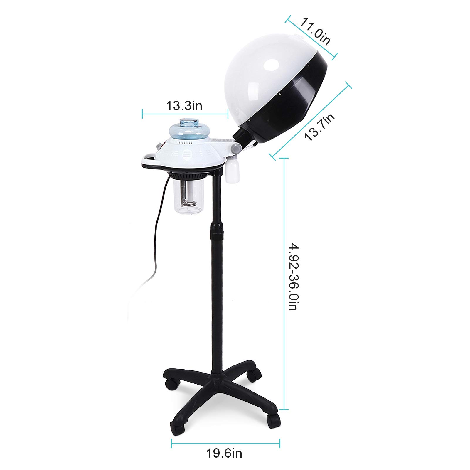 Professional Salon Hair Steamer with Rolling Stand - Hooded Hair Steamer for Coloring, Perming & Deep Conditioning - 110V US Plug - Perfect for Salons & Home Hair Care