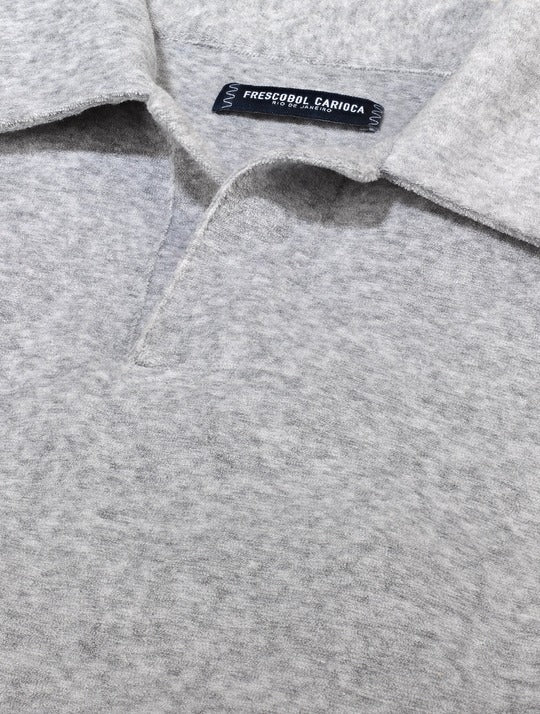FRESCOBOL CARIOCA Faustino Men's Terry Cotton Polo Shirt - Grey Melange - Comfortable Casual Wear for Beach, Golf & Summer Outings