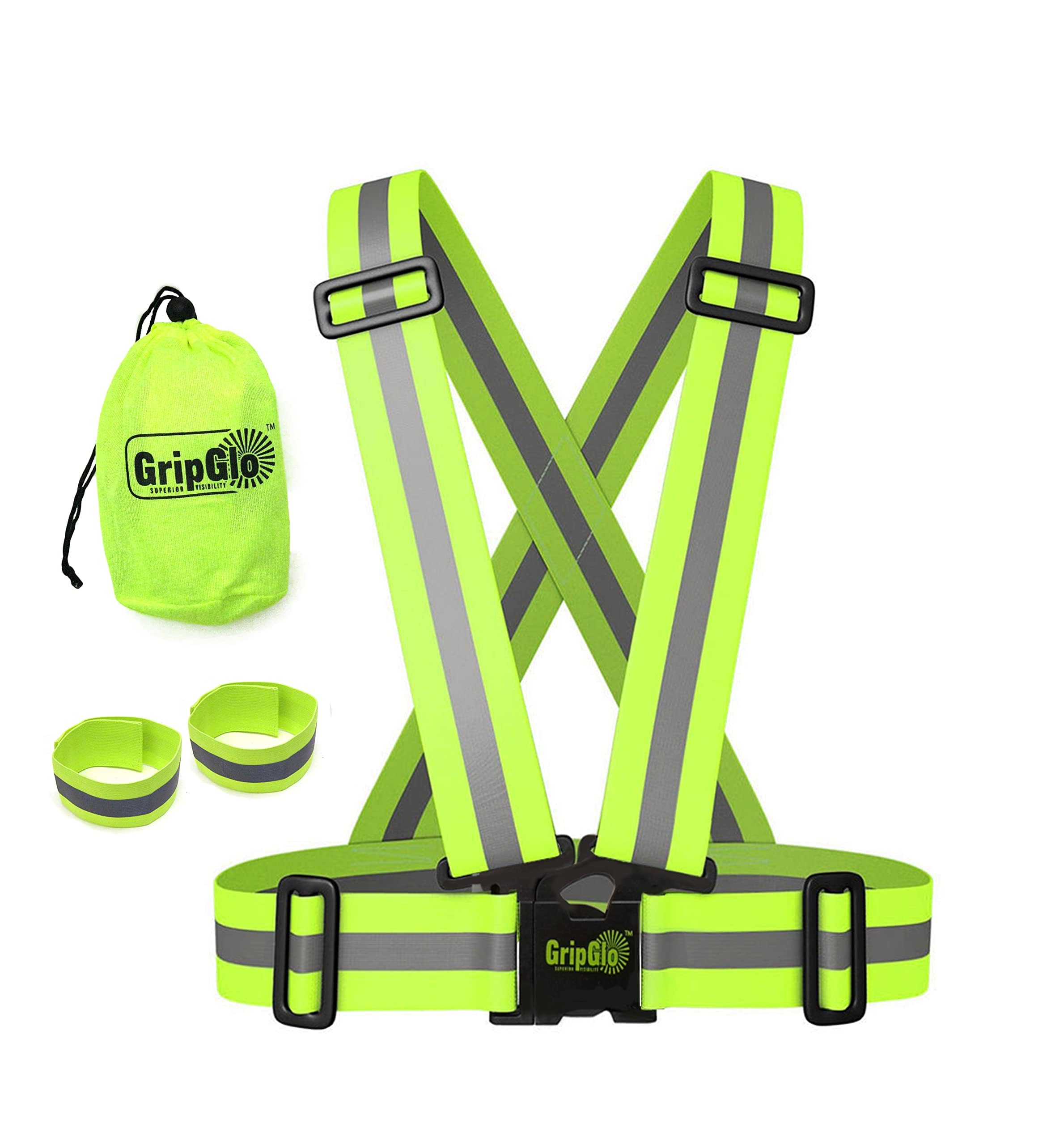 High Visibility Reflective Running Belt & Bands - Safety Gear for Night Jogging, Cycling & Outdoor Activities - Adjustable Reflective Straps for Runners & Bikers