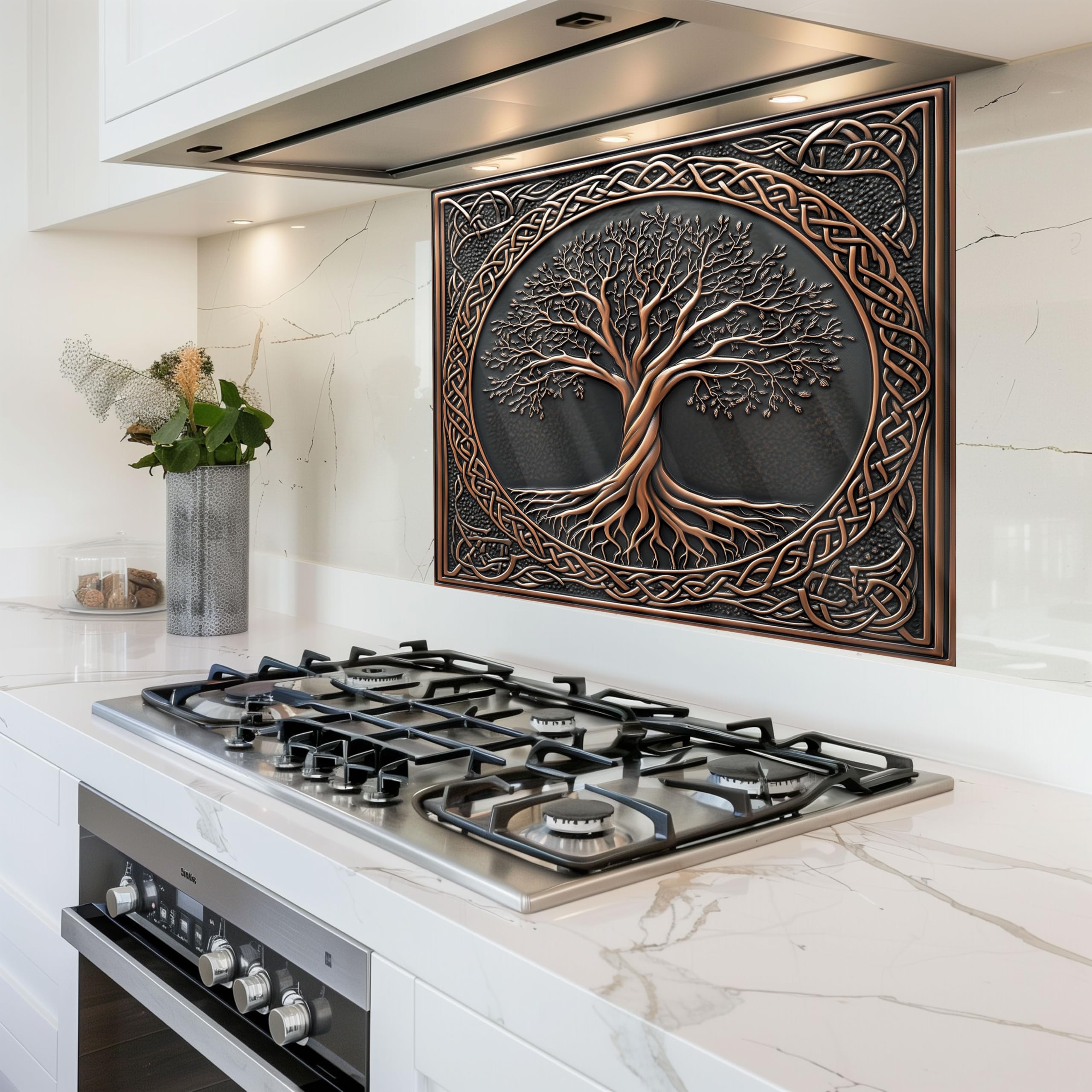 Premium Tempered Glass Kitchen Backsplash - Heat Resistant Stove Backsplash Tiles | Easy to Clean & Peel-and-Stick Installation | Perfect for Kitchen Walls, Countertops & Cooking Areas
