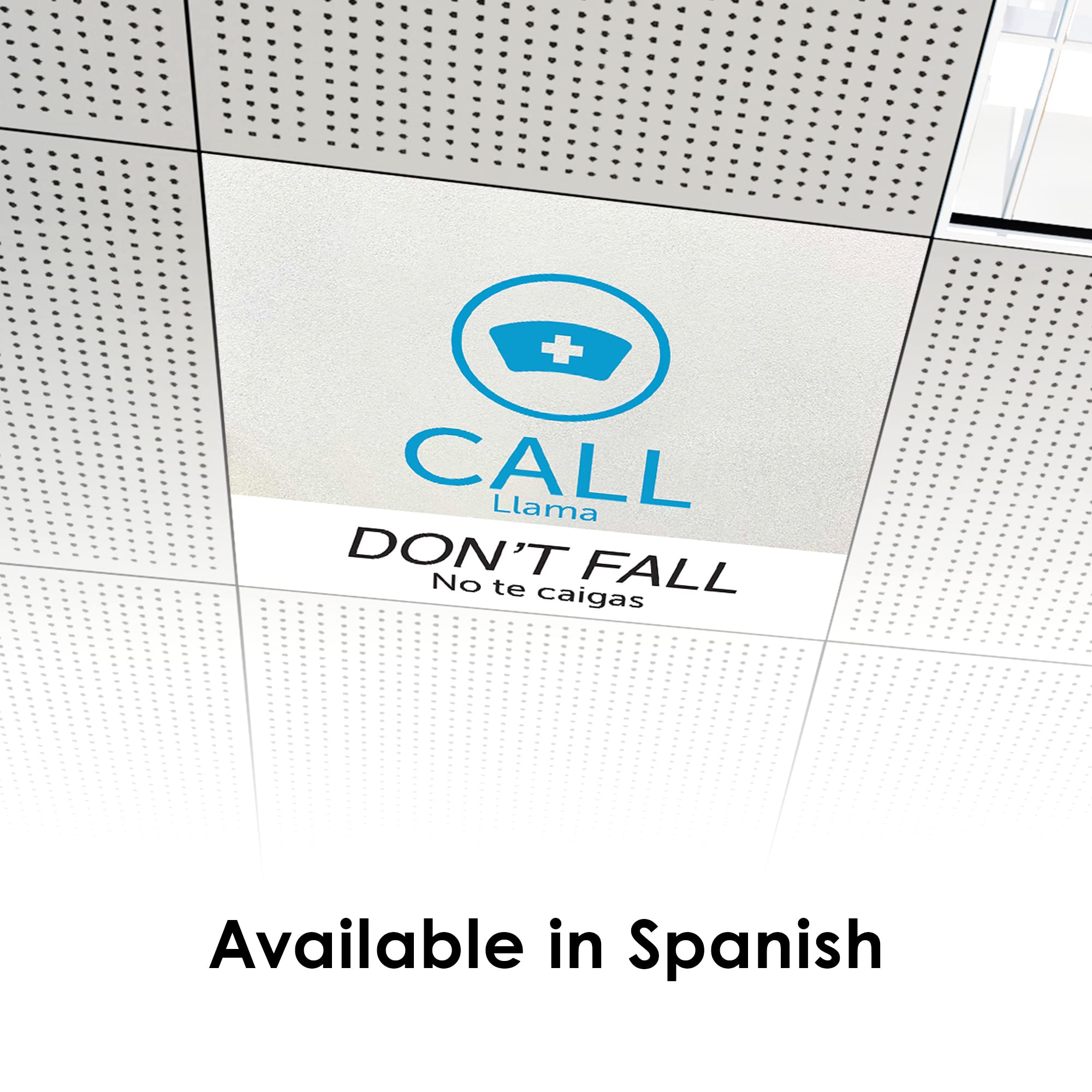 Healthcare Facility Safety Acoustic Ceiling Tile - 'Call Don't Fall' Red Ceiling Scenes for Hospitals & Nursing Homes | Slip & Fall Prevention, Emergency Alert System