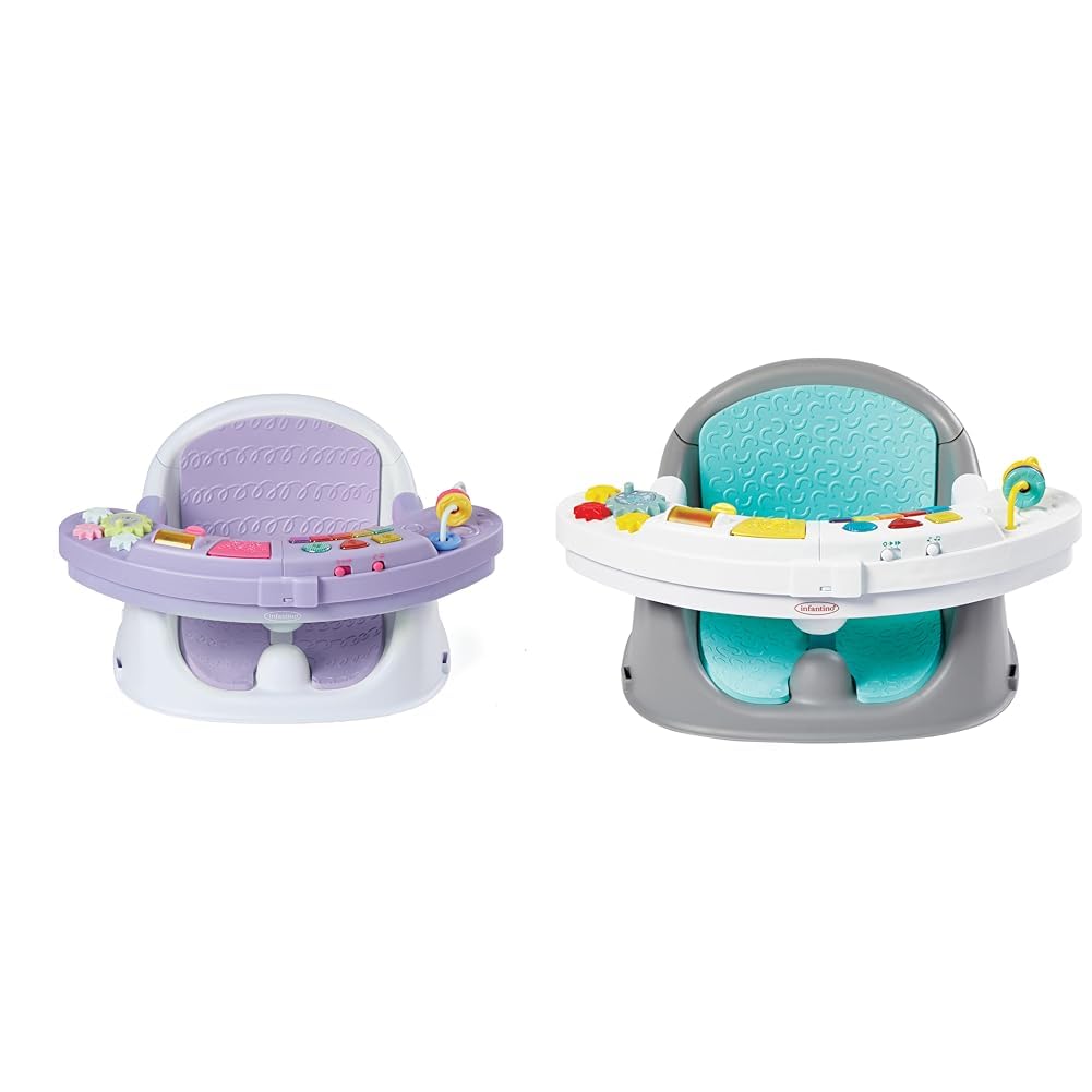 Infantino 3-in-1 Convertible Baby Activity Seat with Piano, Lights & Music - Multi-Functional Infant Discovery, Feeding Seat & Table Booster in Lavender & Teal - Perfect for Playtime, Mealtime & Learning Development at Home