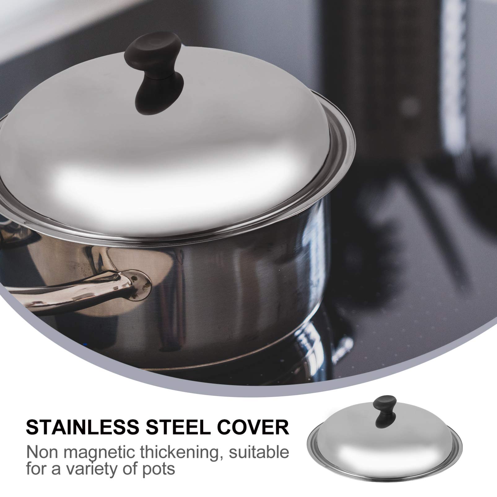 Hemoton 38cm Stainless Steel Cooking Pan Lid - Replacement Pot Cover for Skillet, Wok & Cookware - Round Knob Handle with Anti-Scald Design (Random Knob Style) - Perfect for Frying, Steaming & Slow Cooking