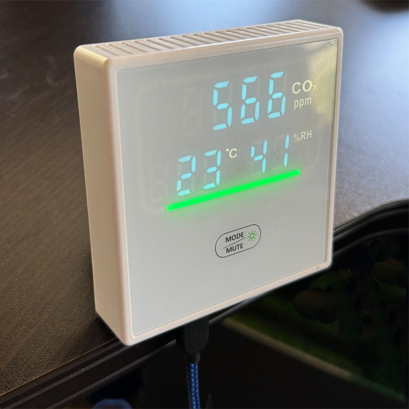 Hardwired CO2, Humidity & Temperature IAQ Monitor with Dual Power Input - Indoor Air Quality Sensor for Home, Office & Greenhouse Monitoring