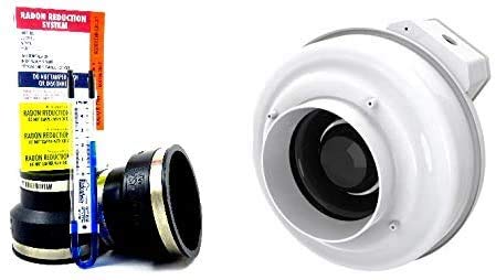 Fantech RN3 Radon Mitigation Fan with Installation Kit (Black) - Reduce Radon Levels for Home Safety & Basement Ventilation