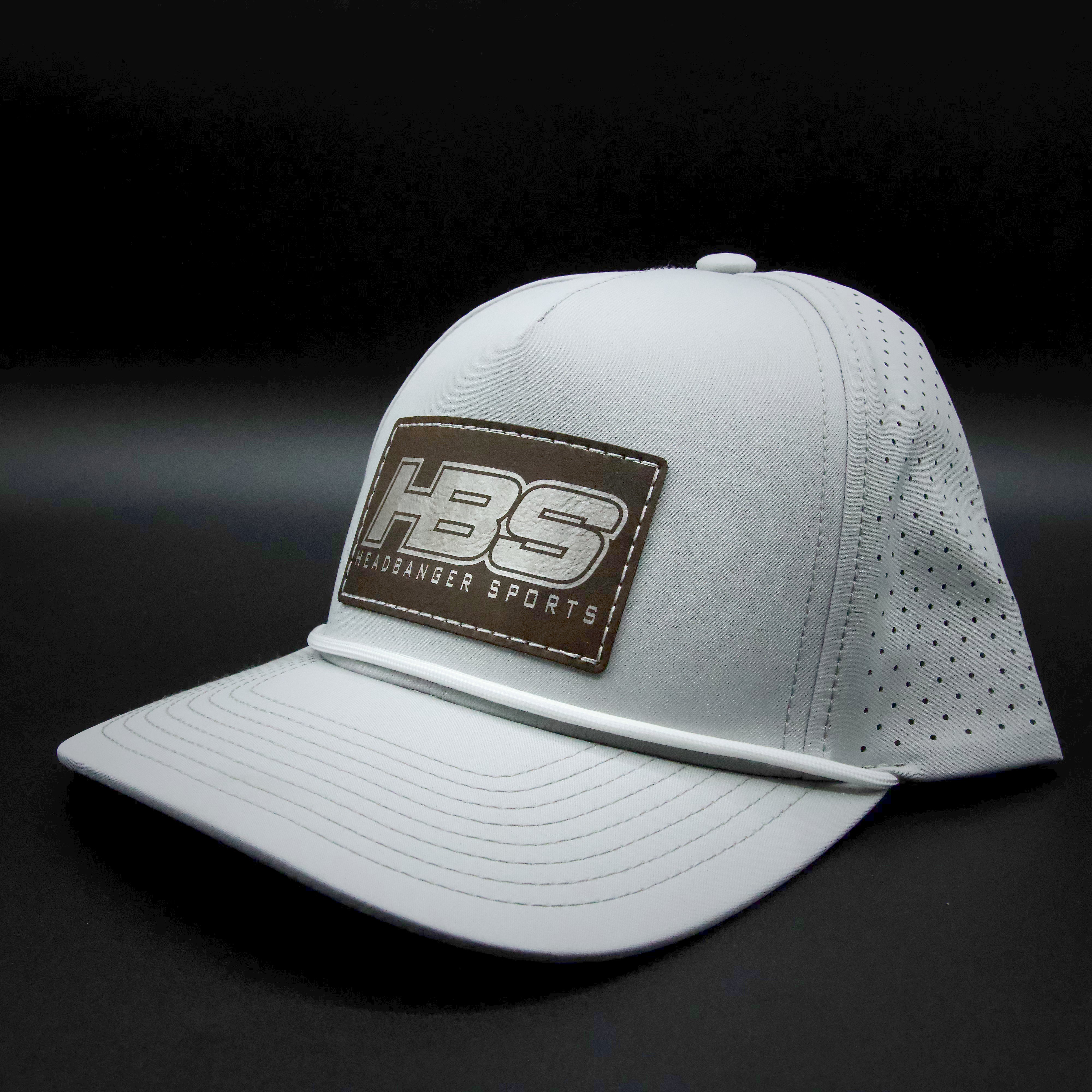 Headbanger Sports Exclusive Silver P424 Perforated Snapback Hat - Faux Leather Patch, Brown HBS Patch | Stylish Casual Wear for Men & Women, Perfect for Outdoor Activities & Street Fashion