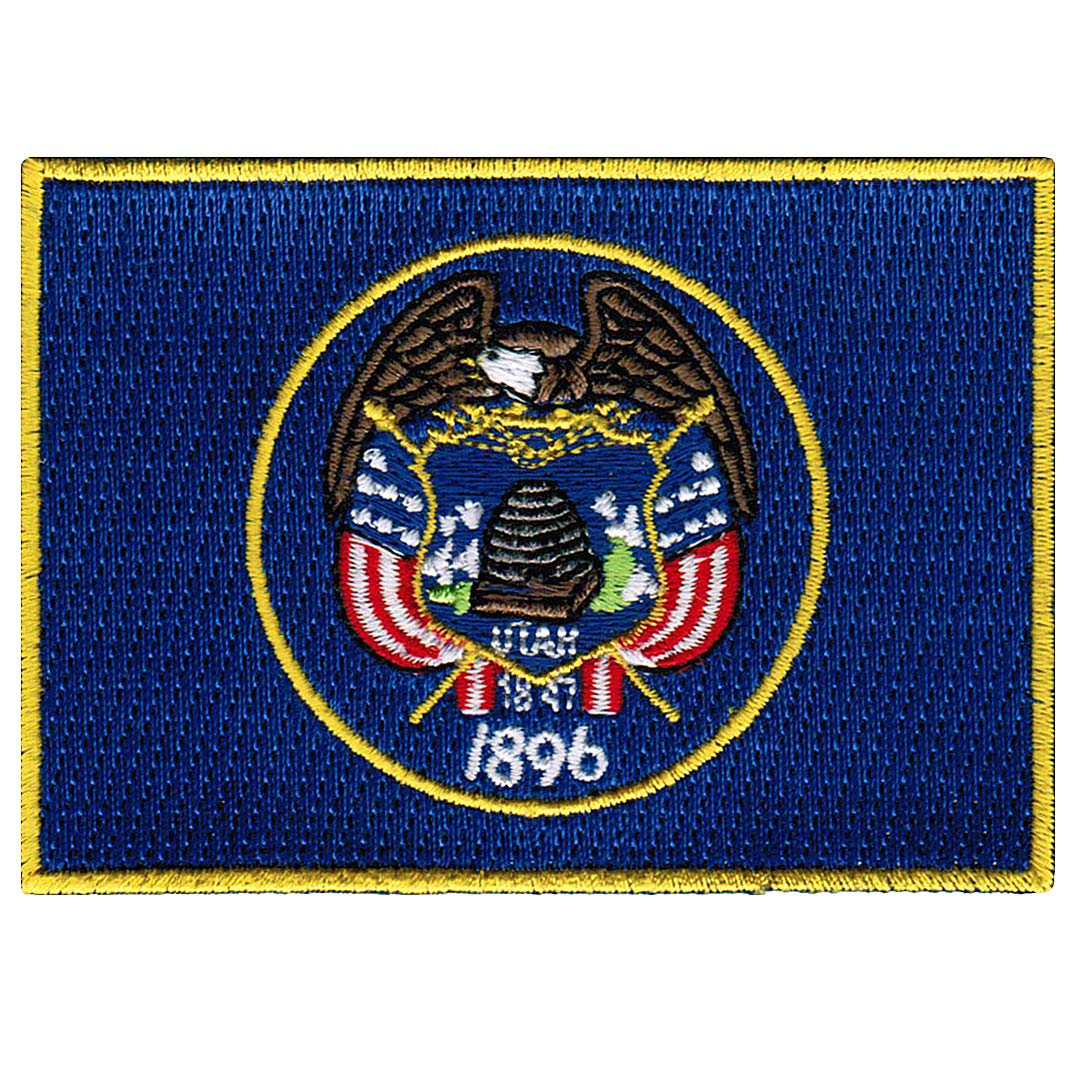 Utah State Flag Embroidered Patch - Iron On or Sew On UT Emblem - Blue & White - Perfect for Hats, Jackets, Backpacks & DIY Crafts