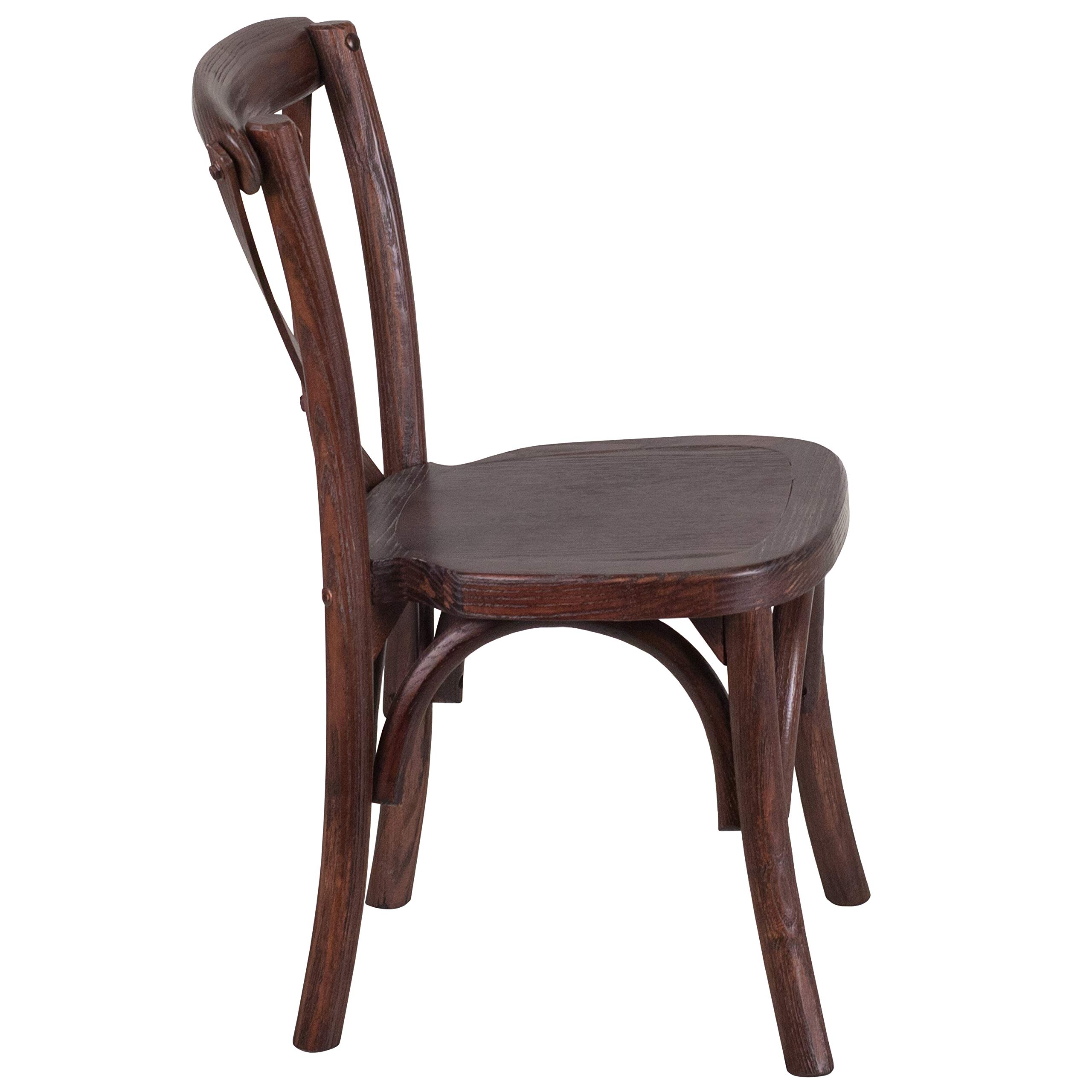 2 Pack Stackable Kids Mahogany Wood Cross Back Chairs - Sturdy & Safe Dining Chairs for Children - Perfect for Home, School, and Restaurant Use