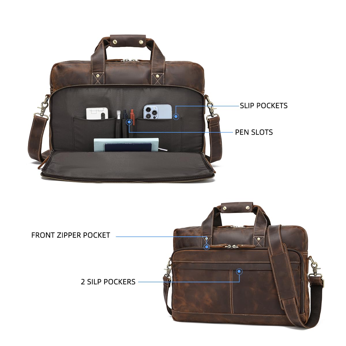 Premium Full Grain Leather 17.3