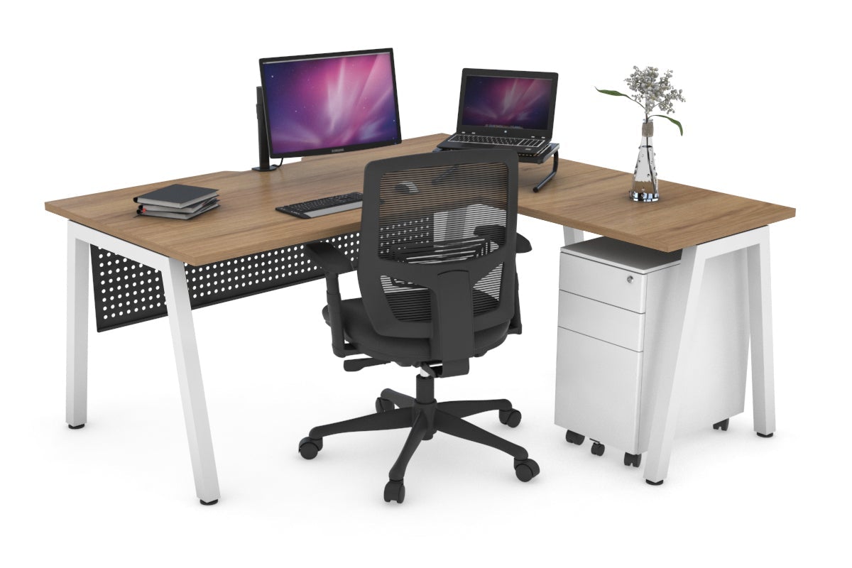 L-Shaped Corner Office Desk with Quadro A Legs - 1600L x 1550W, Cable Management Scallop - Perfect for Home Office, Gaming Setup & Workspace Organization