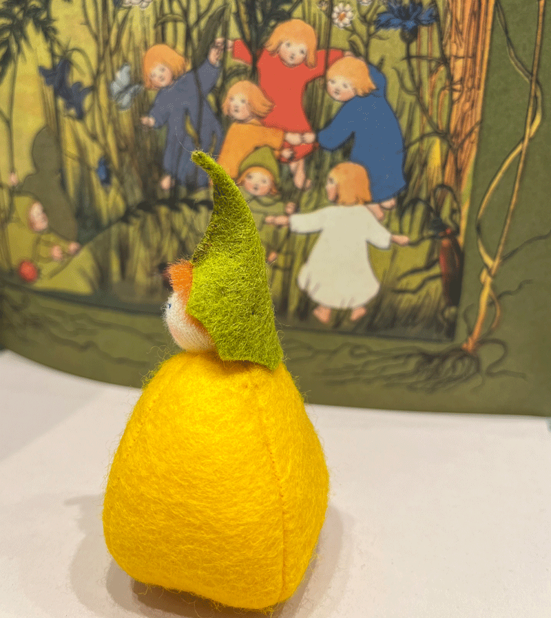 Handmade Light Skin Yellow Pumpkin Waldorf Felt Doll - Natural Fiber Eco-Friendly Toy for Baby Shower, Nursery Decor & Waldorf Education (Perfect for Autumn, Halloween & Thanksgiving Gifts)