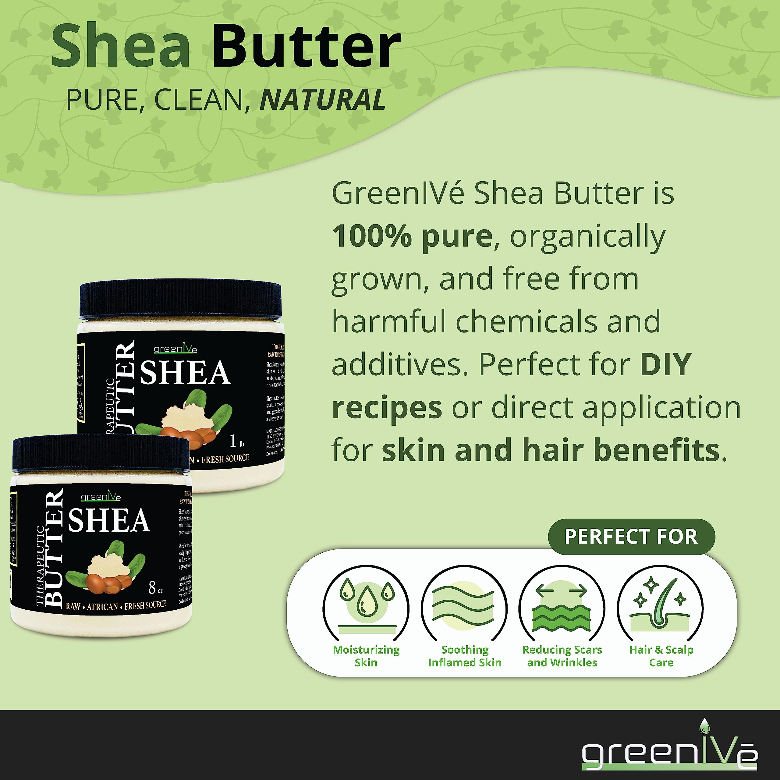 100% Pure Organic Raw Ivory Shea Butter - 16oz for Moisturizing Skin, DIY Lotions, Soaps & Hair Care | Unrefined, Natural & Chemical-Free | Perfect for Dry Skin, Eczema & Natural Beauty Recipes