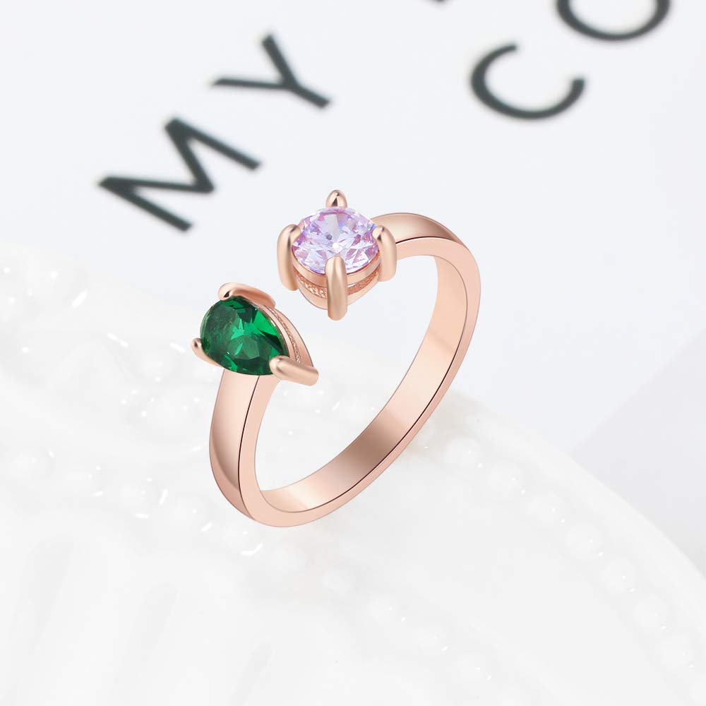 Custom Sterling Silver Birthstone Promise Rings for Women - Personalized Engagement & Best Friend Jewelry for Weddings, Anniversaries, and Special Occasions