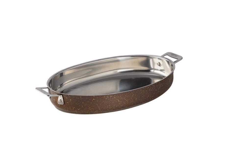 Bon Chef 60018COFFEE Hot Stone Coffee Mug - Oval Cocotte with Induction Bottom for Baking, Serving & Keeping Warm - Perfect for Coffee, Soup, Gratin & Small Meals