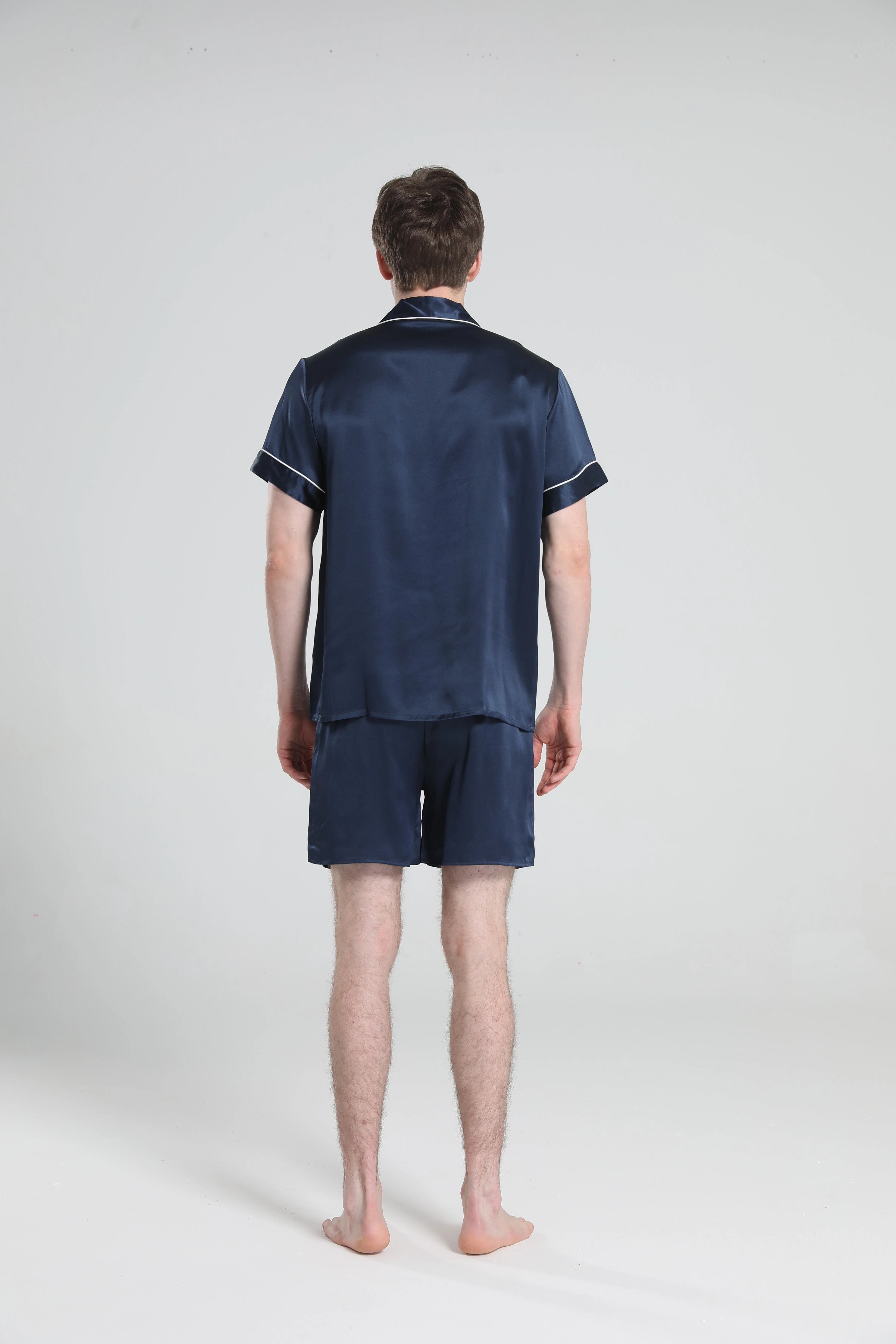 Men's Casual Silk Short Pajama Set - Soft & Breathable Sleepwear for Summer Nights - Perfect for Lounging, Travel & Home Relaxation