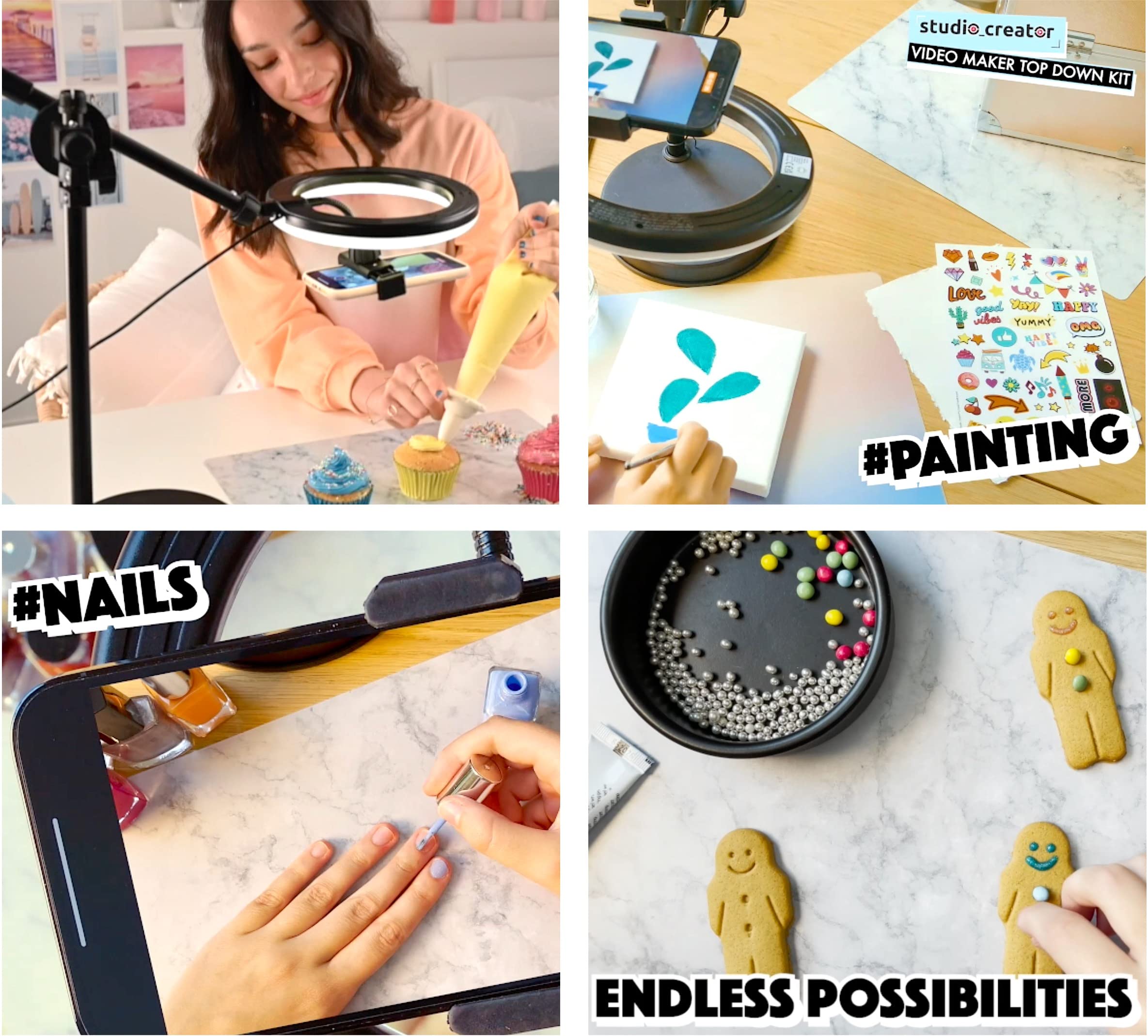 Studio Creator INF 007 Professional Top-Down Video Maker Kit - Black | Perfect for Product Photography, Unboxing Videos & Content Creation