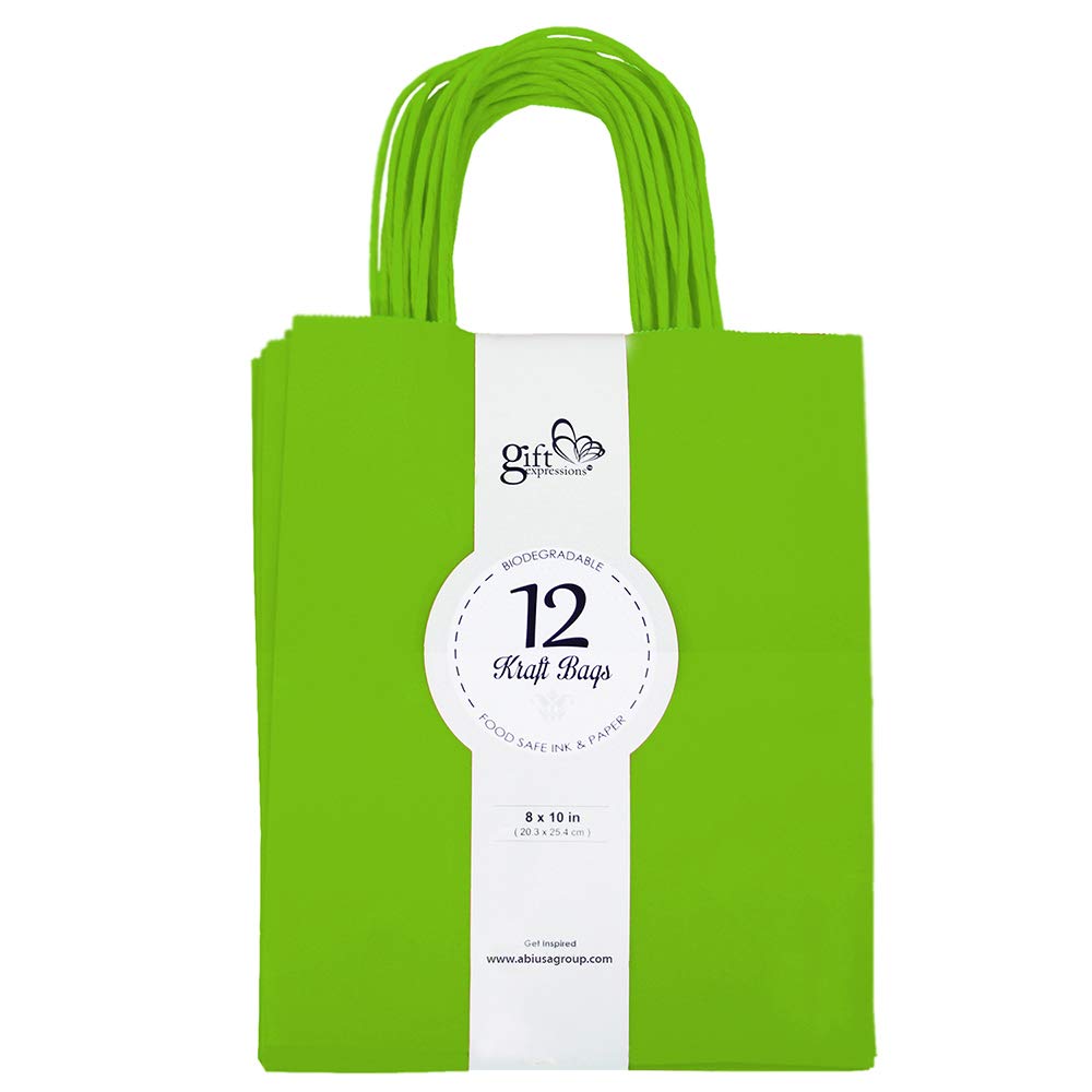 Premium Kraft Paper Bags - Medium Size (360 Count per Box) in Lime Green for Retail, Grocery & Gift Packaging | Eco-Friendly & Durable Shopping Bags for Stores, Parties & Events