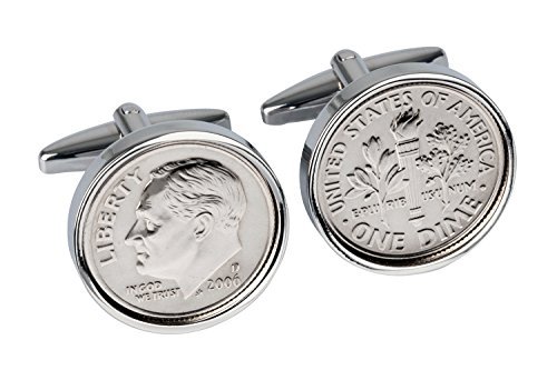 2006 Wedding Anniversary Rhodium Plated Mint Coin Cufflinks for Men - Elegant Dress Accessories for Formal Events, Business Meetings & Special Occasions