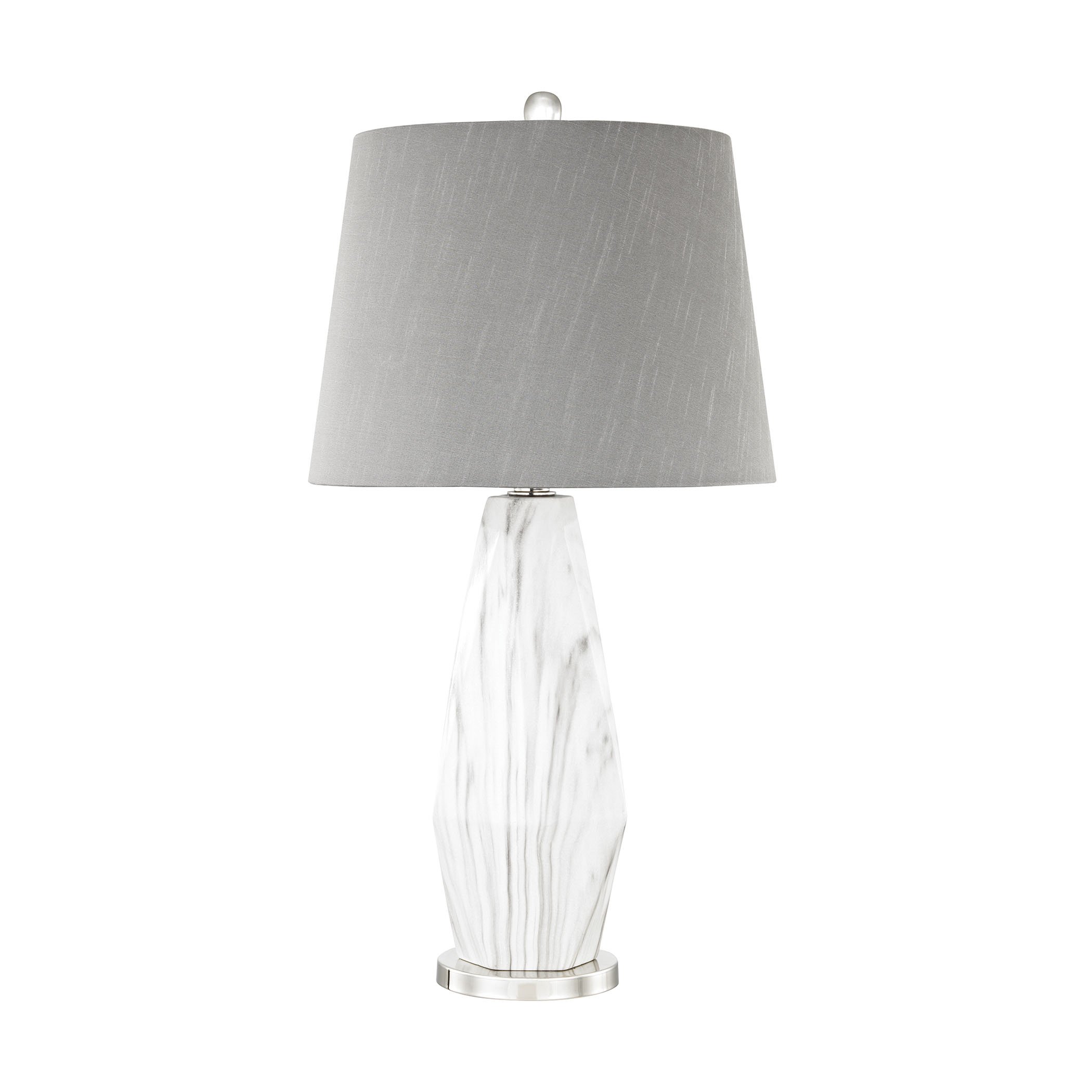Elk Lighting D3090-LED Sochi Modern LED Table Lamp - Polished Nickel Finish with White Faux Marble Base - Perfect for Bedroom Nightstand, Living Room End Table, or Office Desk Lighting