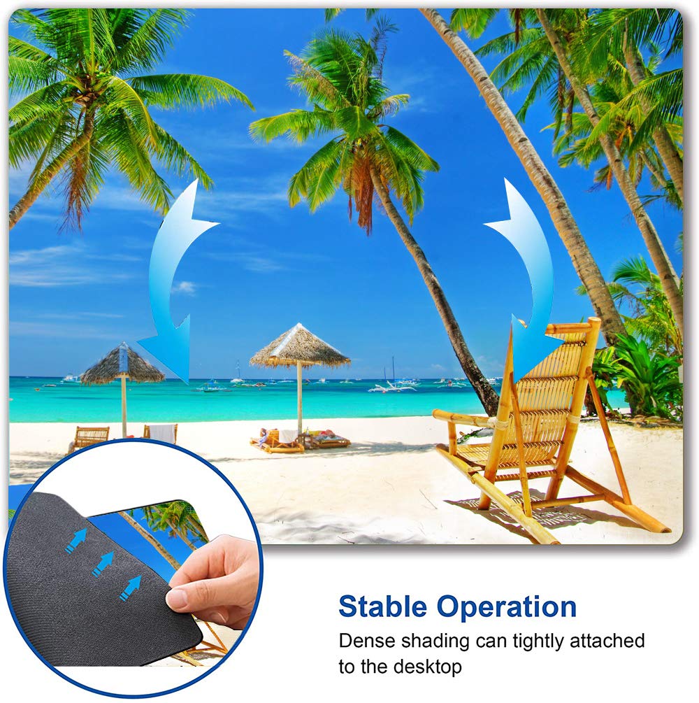 Waterproof Non-Slip Beach Mouse Pad with Coconut Tree Design - 9.5
