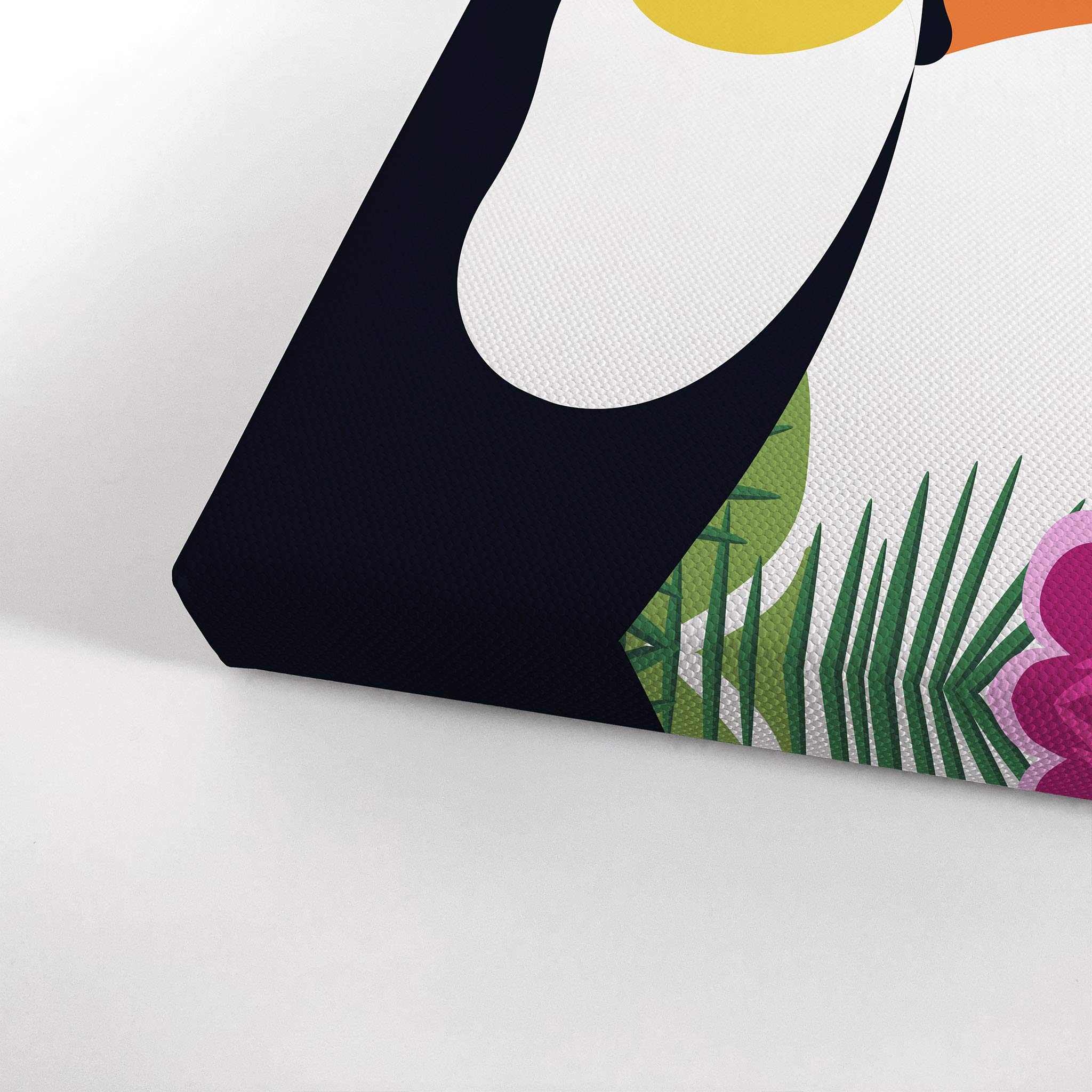 Tropical Toucan Canvas Wall Art - 12x8 Inch Ready to Hang Kids Room Decor, Nursery & Baby Room Decor, Palm Leaf Frame Wall Hanging - Made in USA | Perfect for Jungle Theme Bedrooms, Playrooms & Daycare Centers