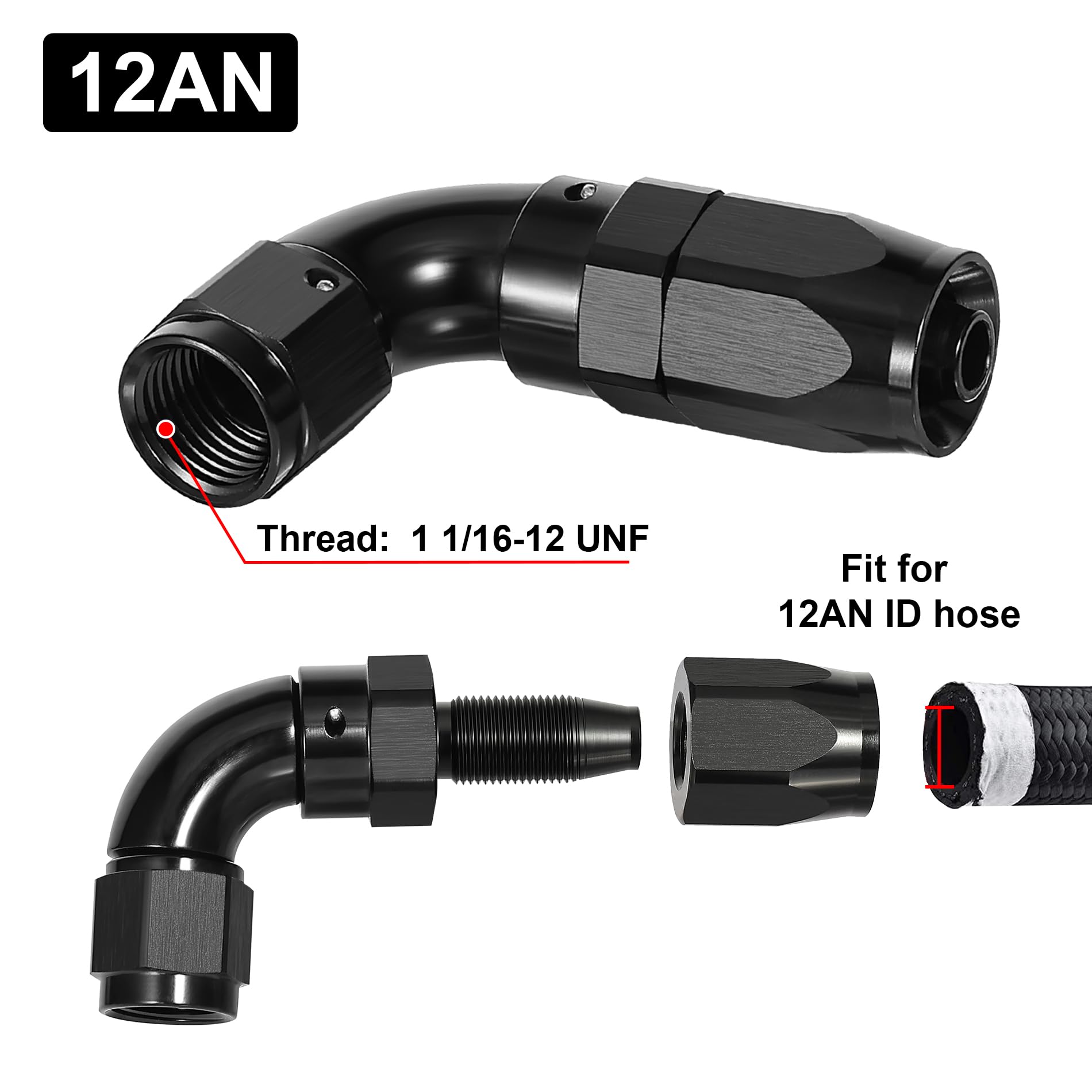 EVIL ENERGY 90° Full Flow Hose Fitting for CPE Braided Hose - High Performance Automotive Use