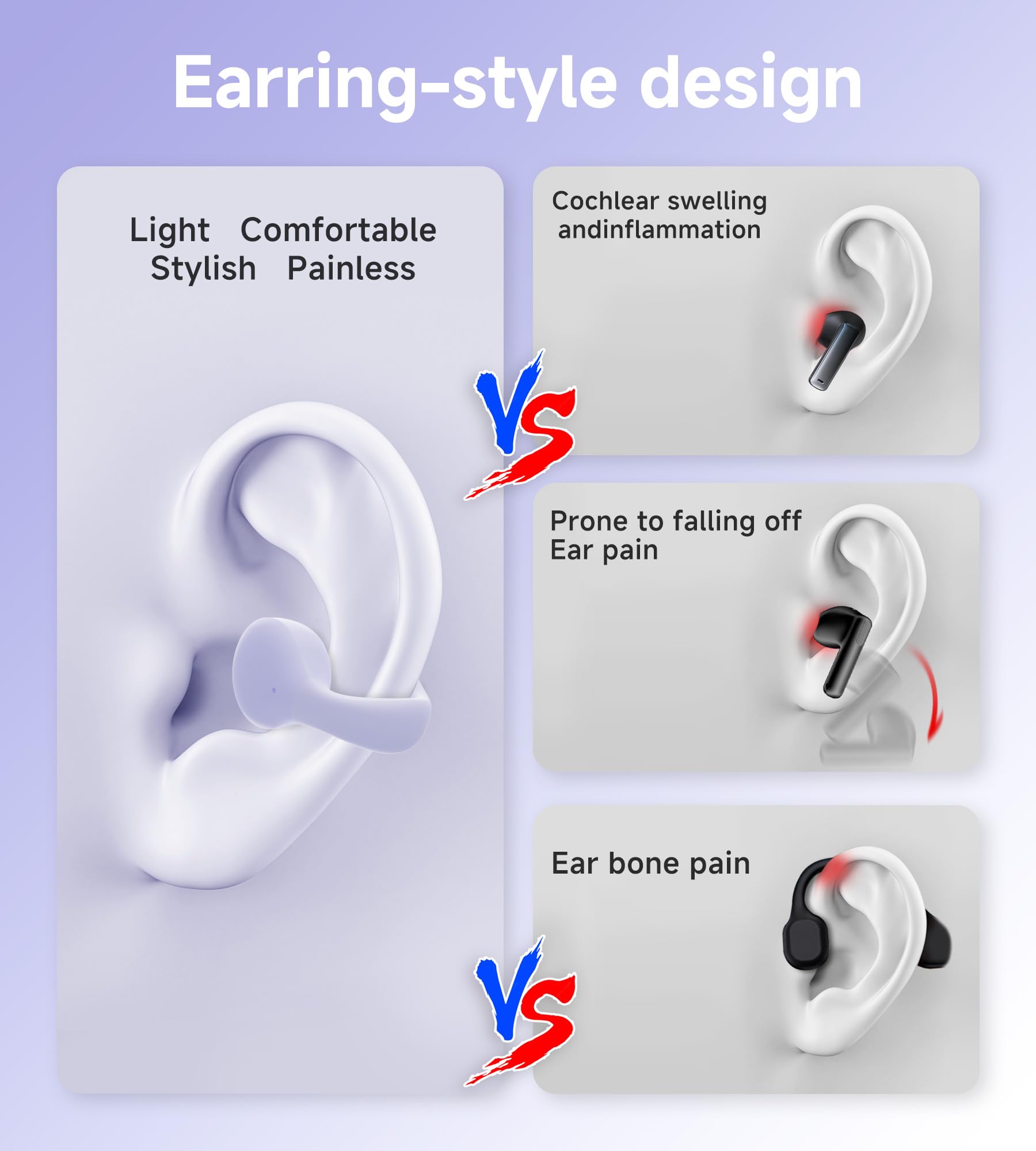 King Lucky Clip-on Open Ear Wireless Bluetooth Earbuds - Lightweight Comfort for Running, Cycling & Workouts | Sweatproof Sports Headphones